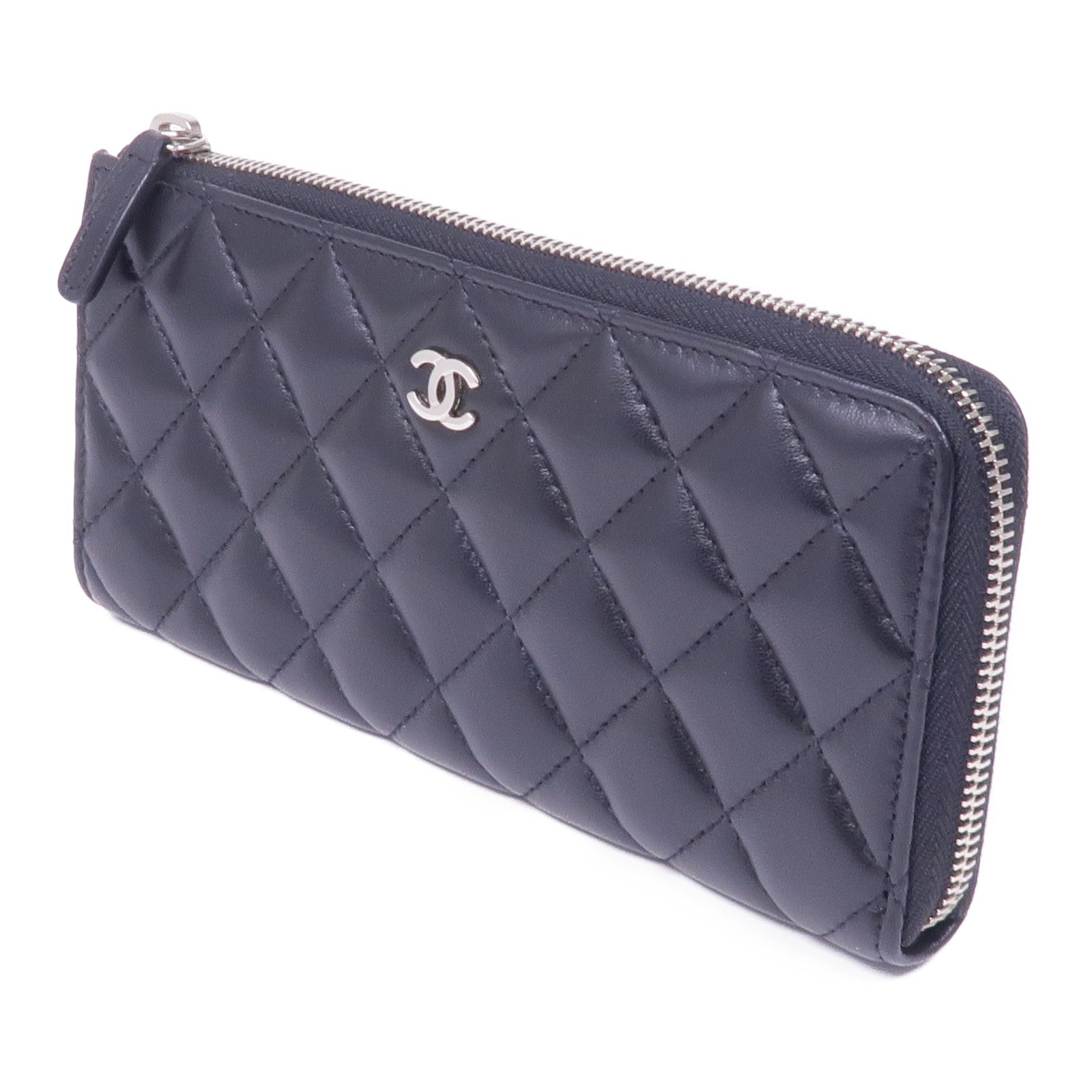 CHANEL 羊皮皮革Wallet銀扣長錢包