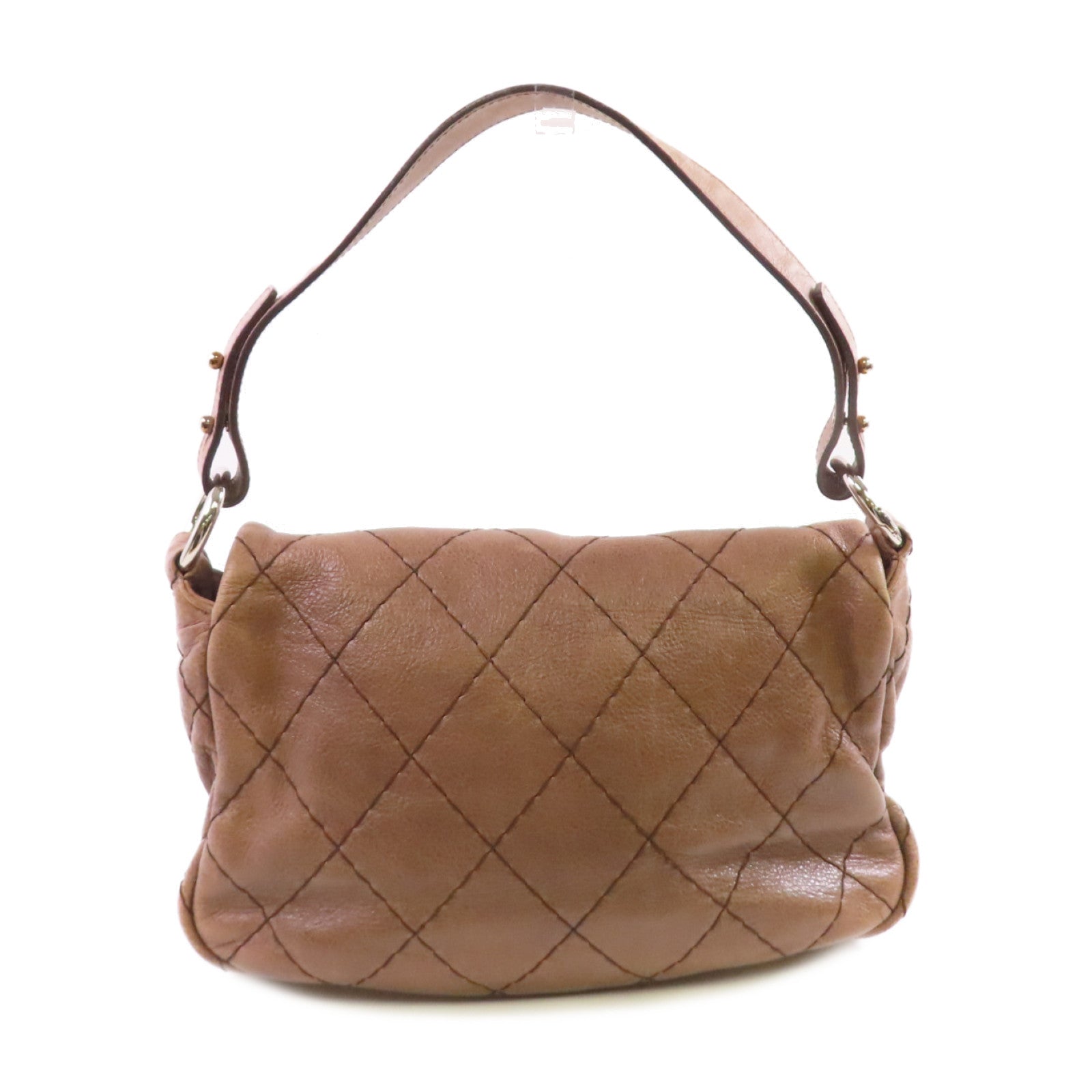 CHANEL【激減優惠】 牛皮皮革Shoulder Bag銀扣啡色