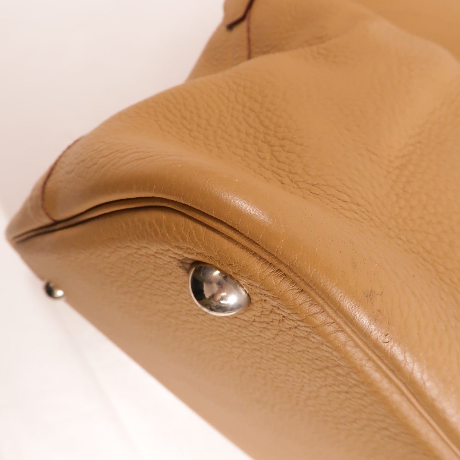 HERMES Clemence皮革Bolide 45手挽袋Biscuit
