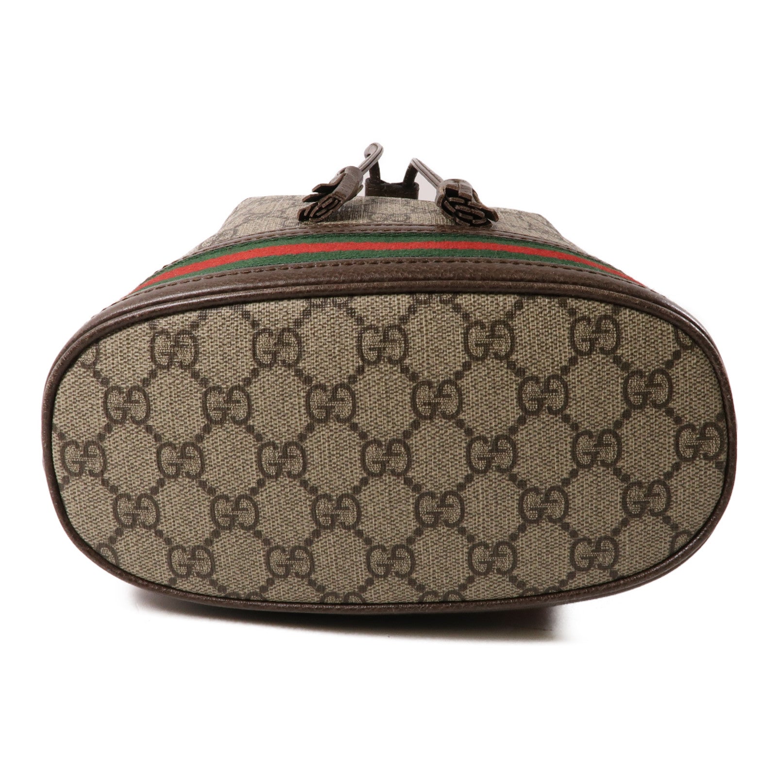 GUCCI 塗層帆布Ophidia Small Bucket Bag金扣手挽肩背兩用袋棕色