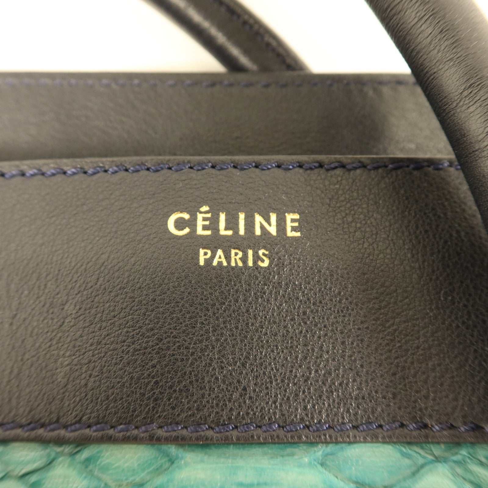 CELINE 蛇皮皮革Mini Luggage金扣手挽袋