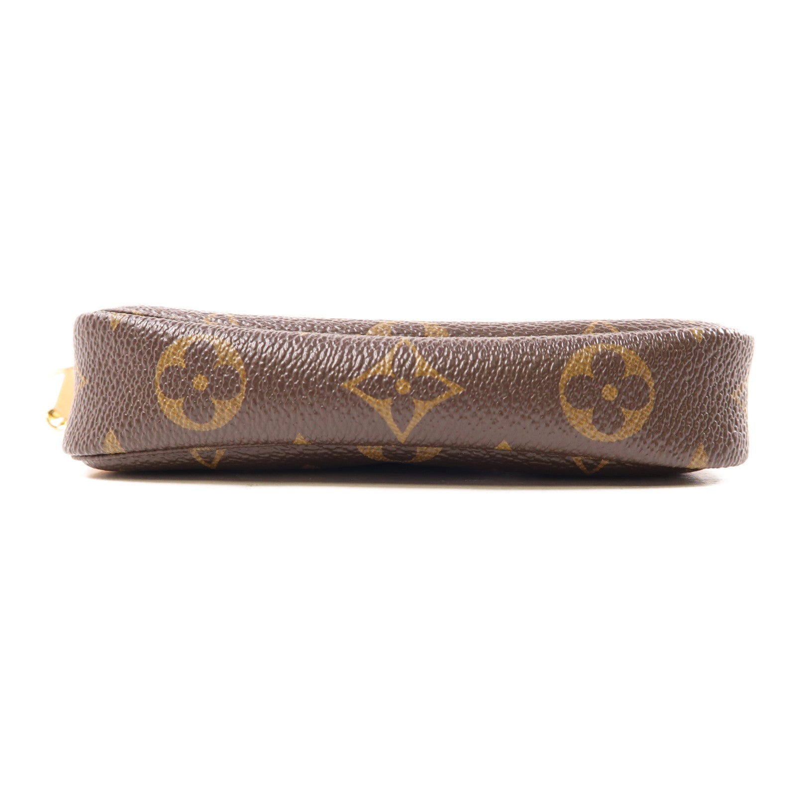 LOUIS VUITTON Monogram Mini Pochette Accessoires金扣手挽袋棕色