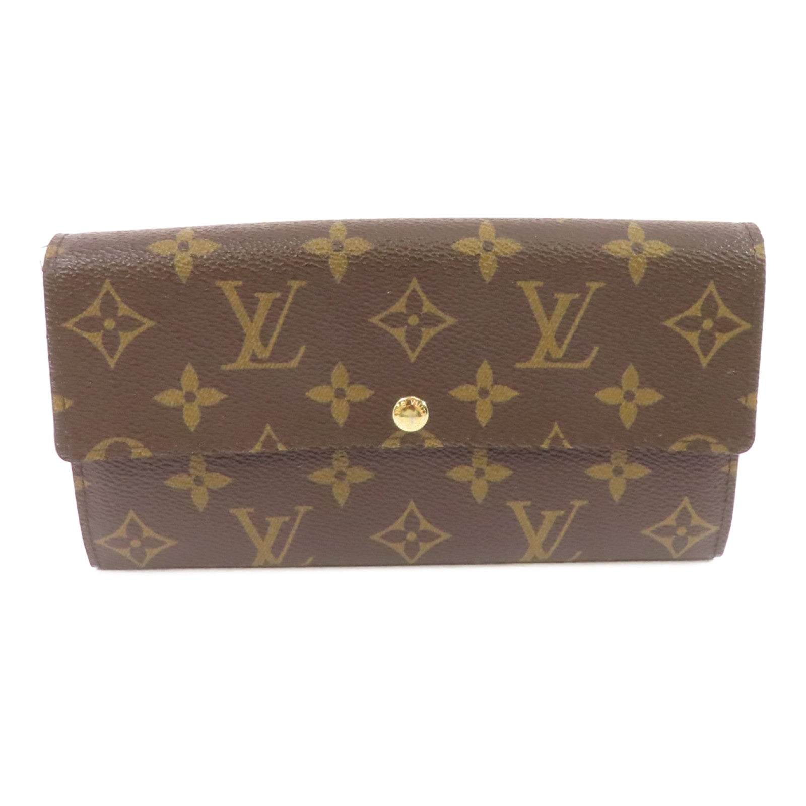 LOUIS VUITTON 【激減優惠】Monogram Portefeuille Sarah金扣長錢包啡色