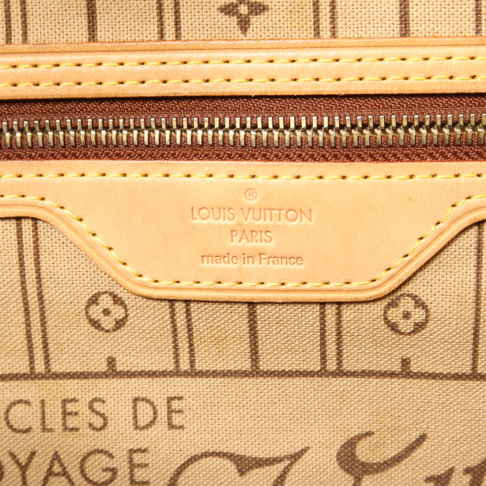 LOUIS VUITTON Monogram Neverfull MM金扣肩背袋棕色
