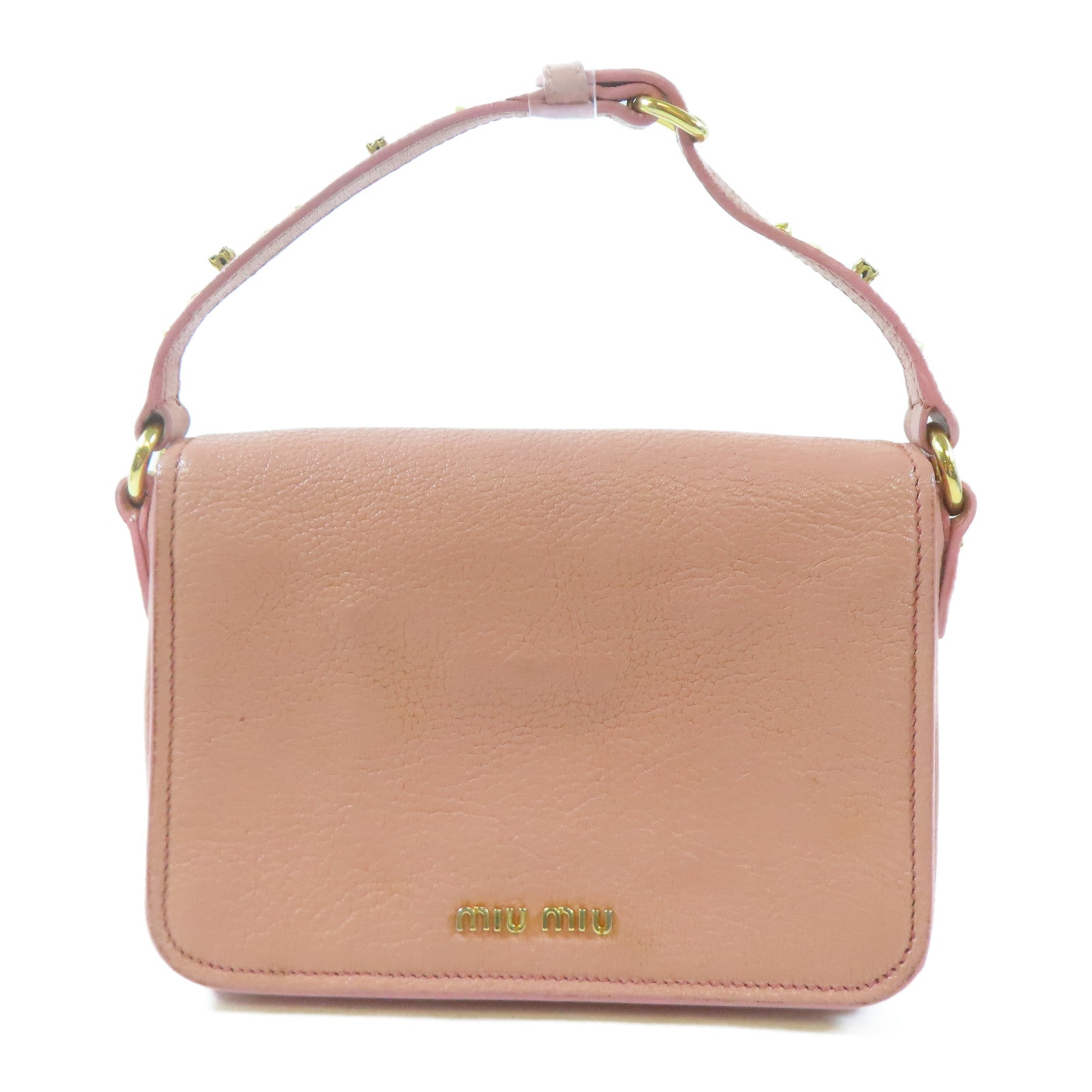 Miu Miu 牛皮皮革2 Way Shoulder Bag金扣手挽肩背兩用袋粉紅色