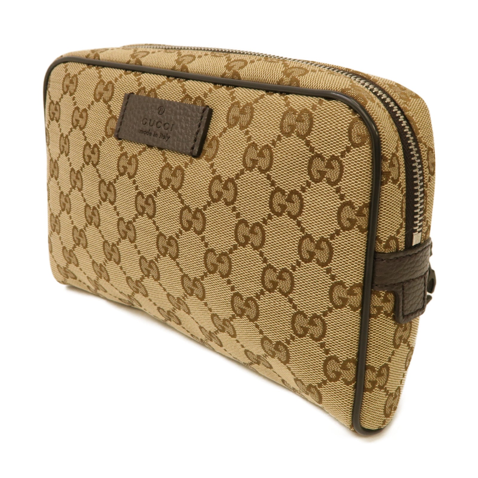 GUCCI 帆布Waist Bag銀扣腰包棕色