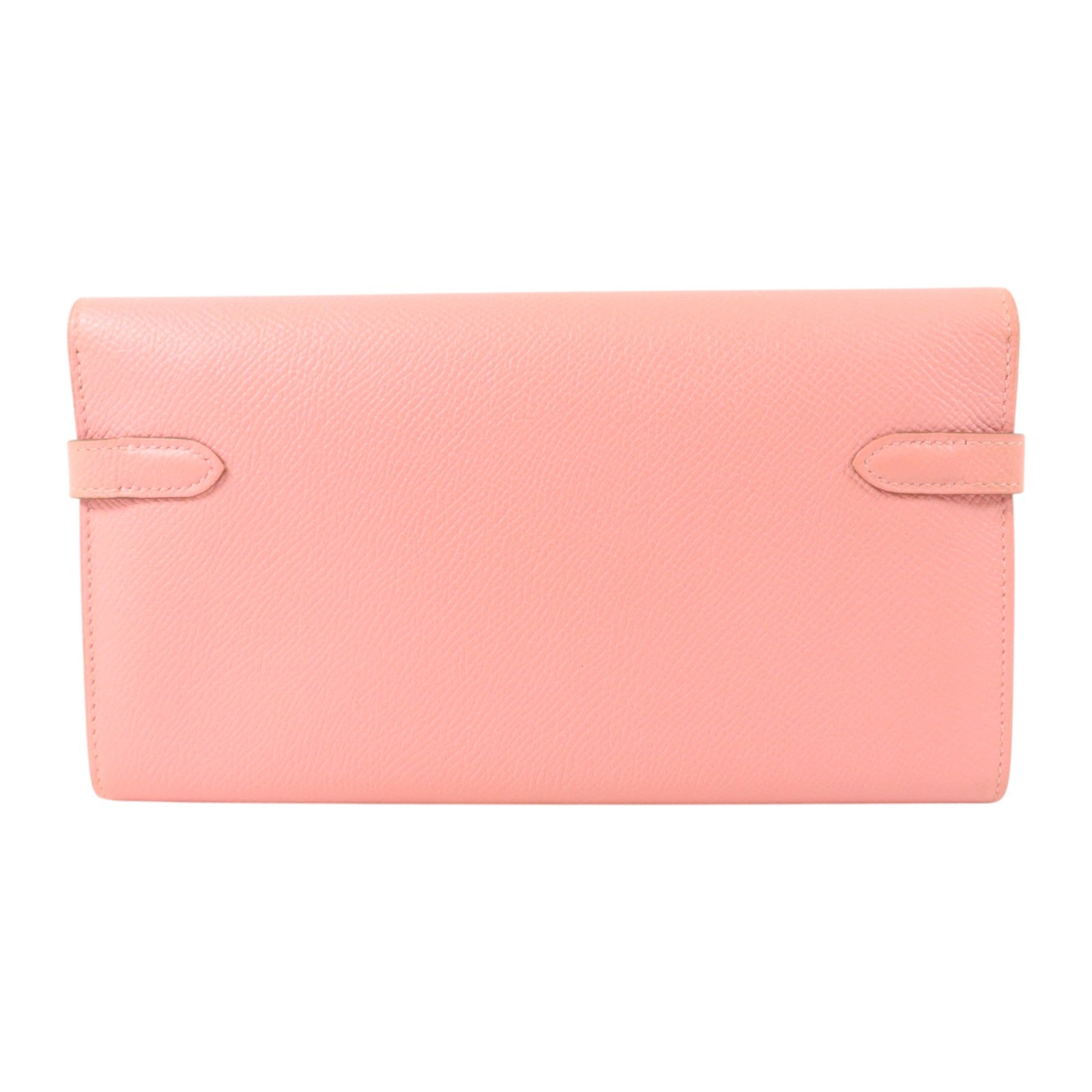 HERMES Epsom皮革Kelly Long Wallet銀扣長錢包Rose Confetti