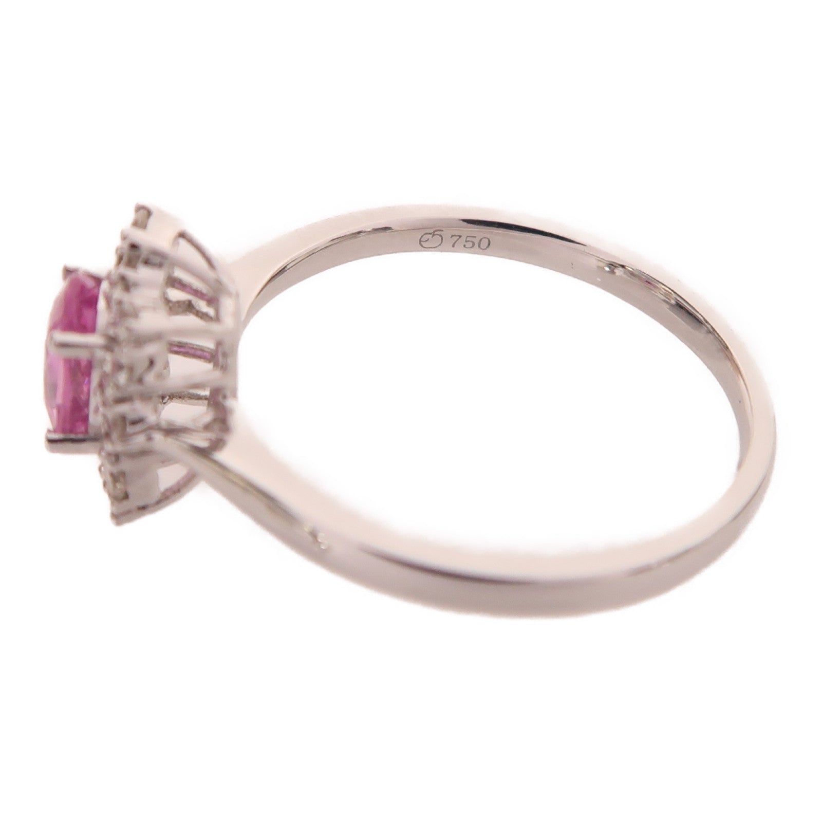 JEWELRY 18K白金Ring0.65ct粉紅色藍寶石/0.19ct鑽石戒指US#7