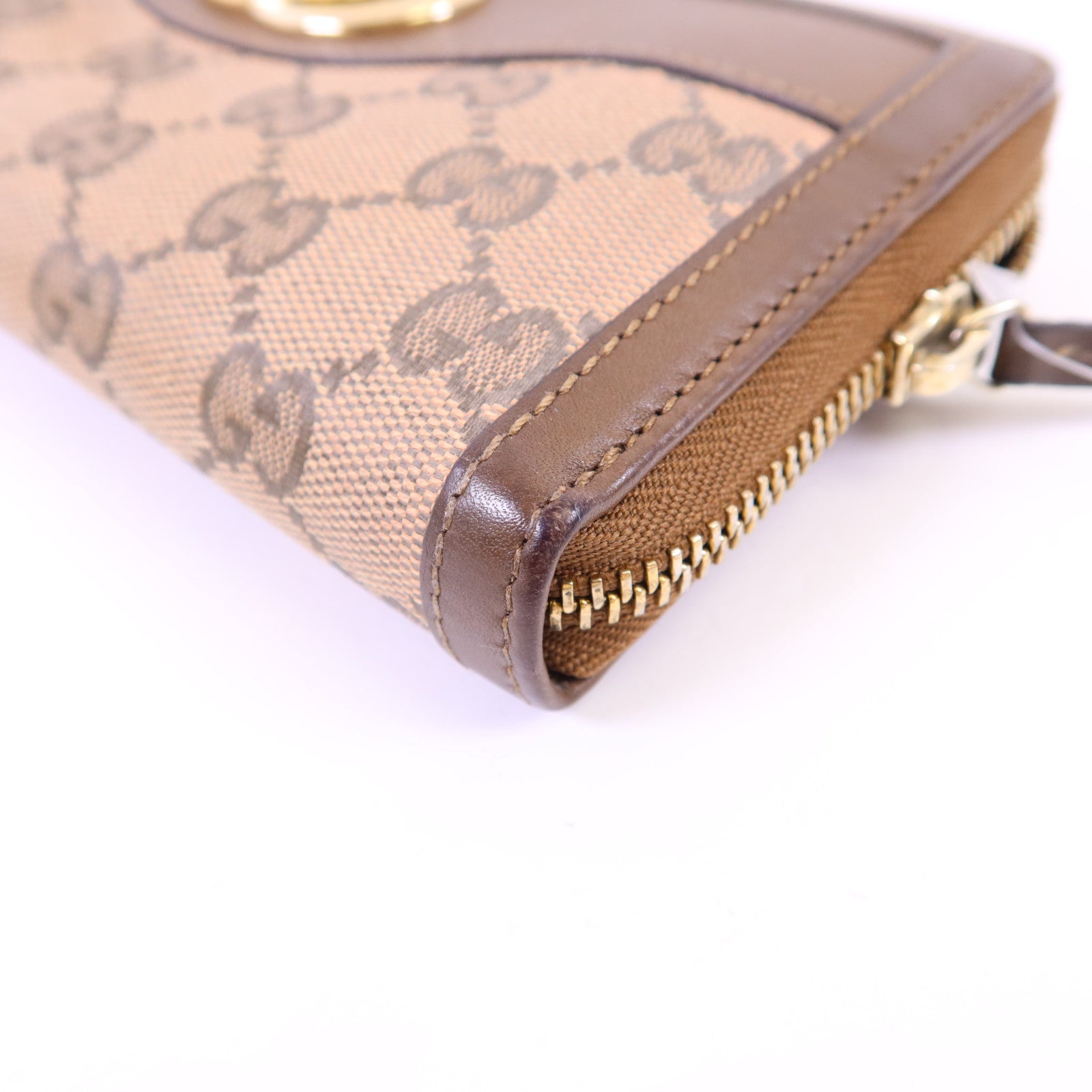 GUCCI 帆布GG Canvas Long Round Zipper Wallet金扣長錢包