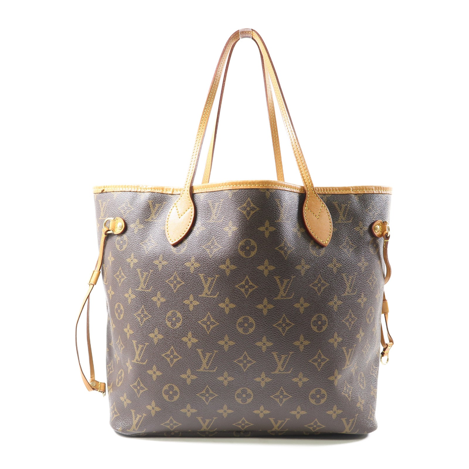 LOUIS VUITTON Monogram Neverfull MM金扣肩背袋啡色