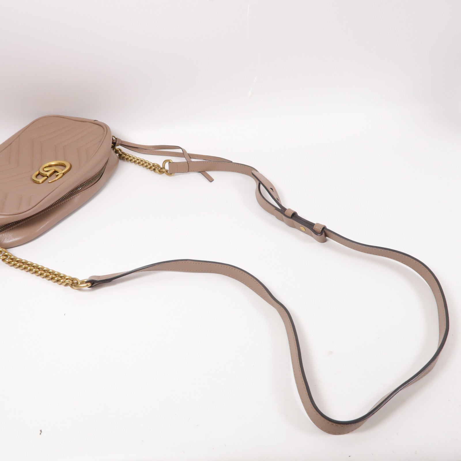 GUCCI 牛皮皮革GG Marmont Small金扣肩背袋啡色
