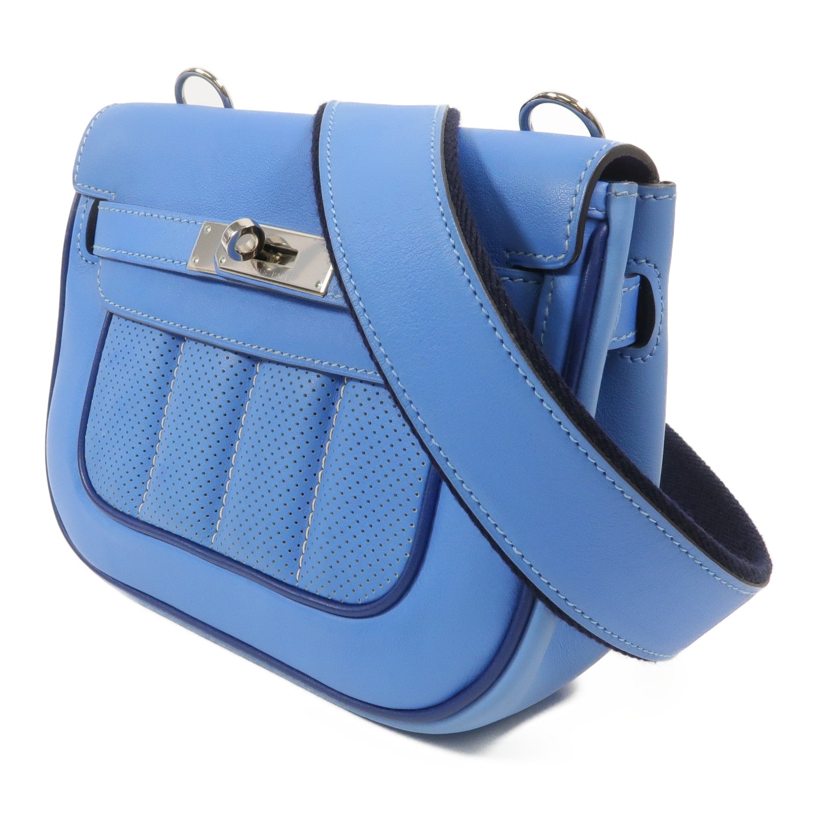 HERMES Swift皮革Berline Mini肩背袋Bleu Saphir
