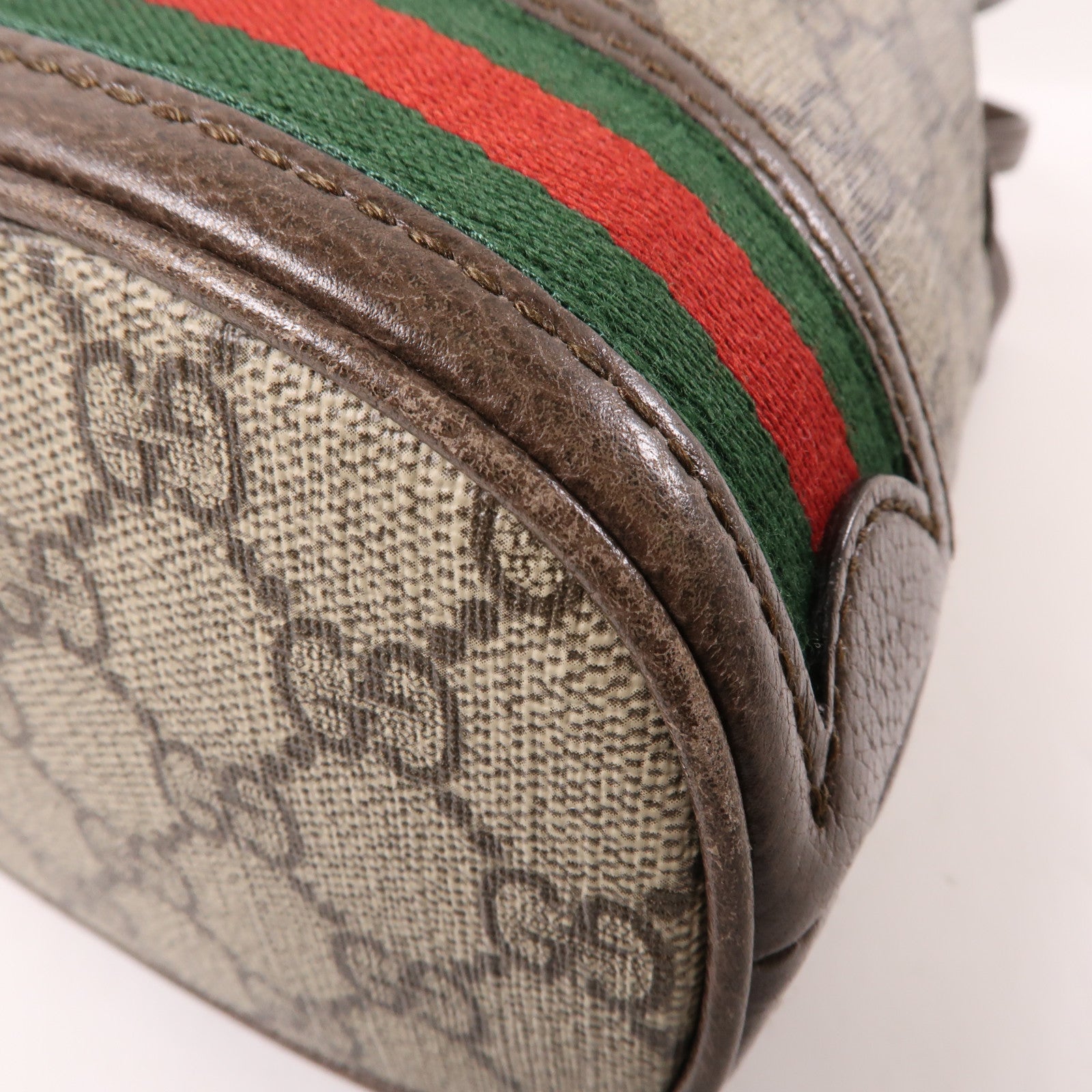 GUCCI 塗層帆布Ophidia Small Bucket Bag金扣手挽肩背兩用袋棕色