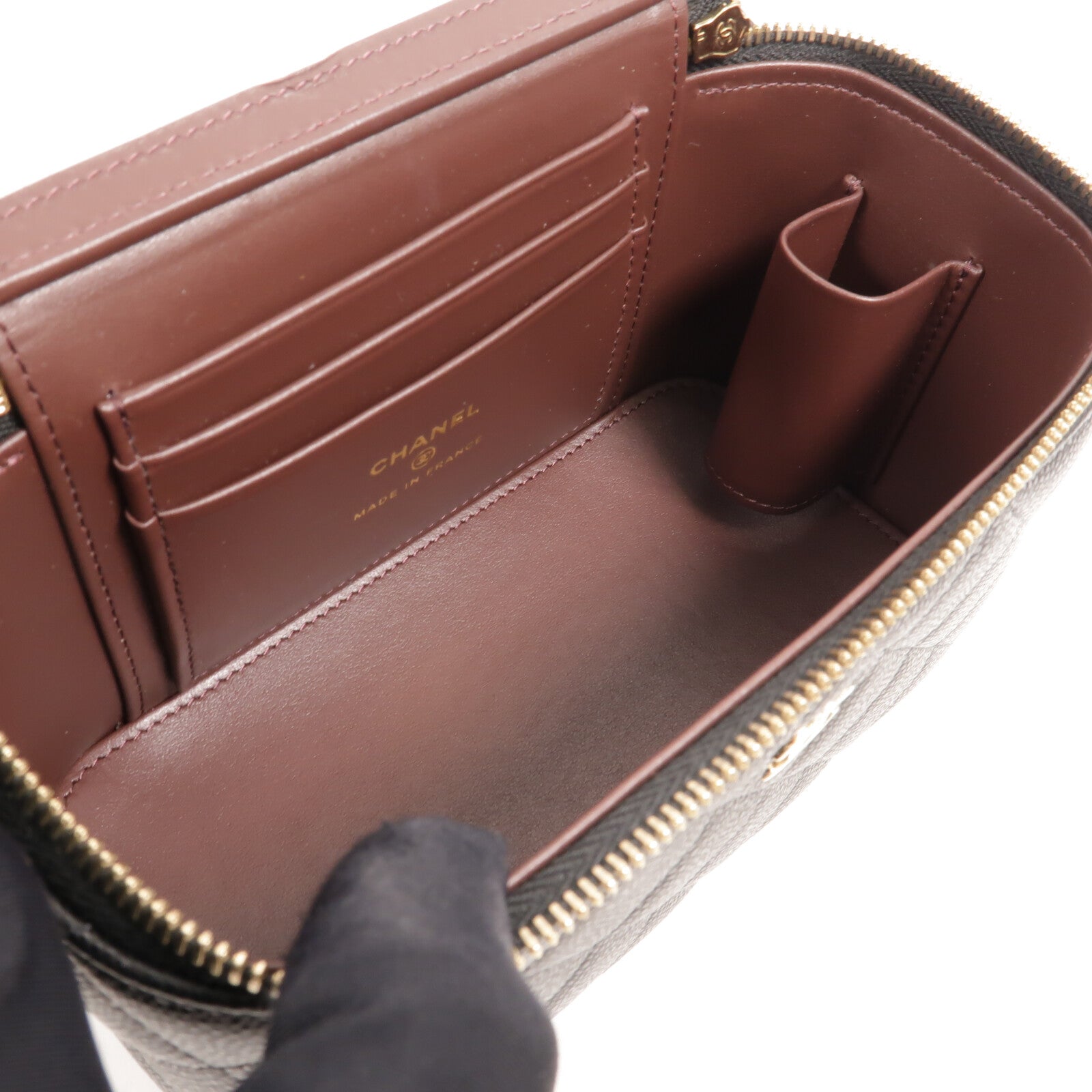 CHANEL 牛皮皮革Vanity Case鏈帶肩背袋