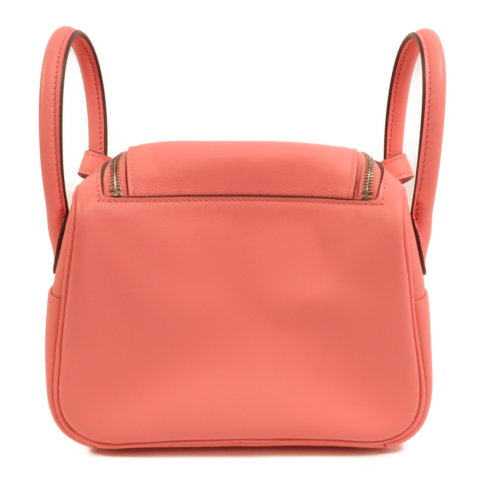 HERMES Swift皮革Mini Lindy銀扣手挽肩背兩用袋Rose Azalee