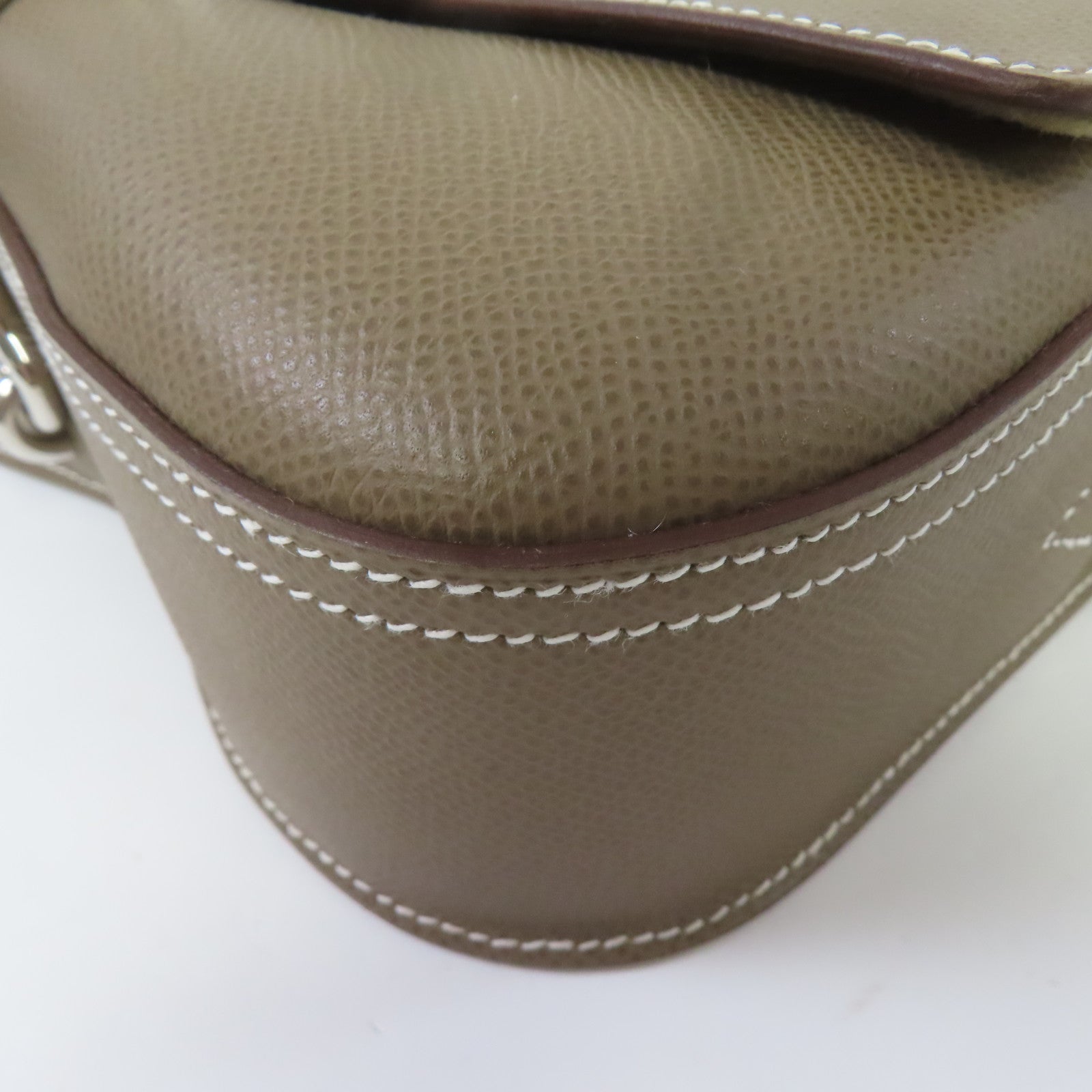 HERMES Epsom皮革Della Cavalleria Elan Shoulder Bag銀扣肩背袋大象灰色