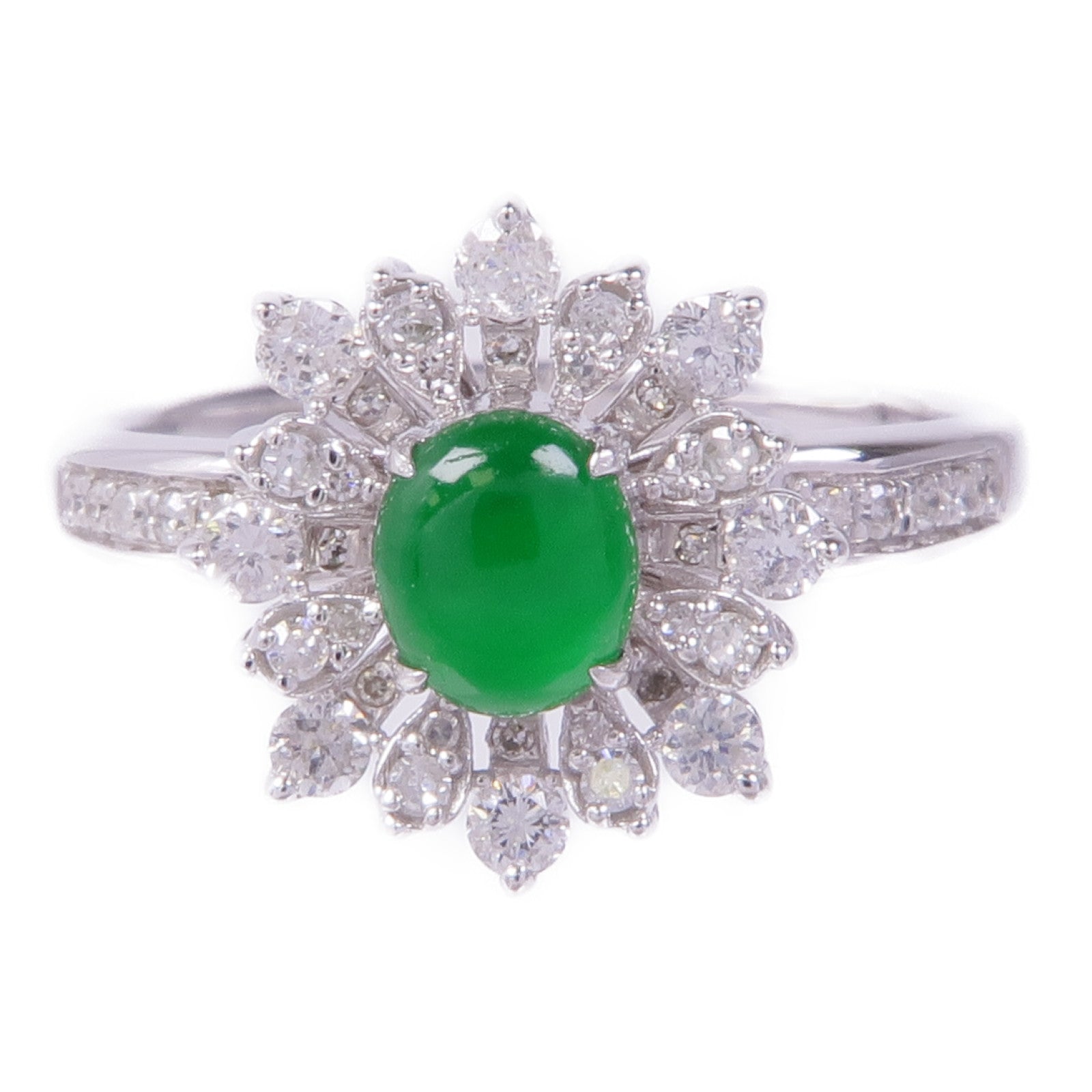 JEWELRY 18K白金Jade Diamond Ring翡翠Diamond Ring鑽石戒指US#6