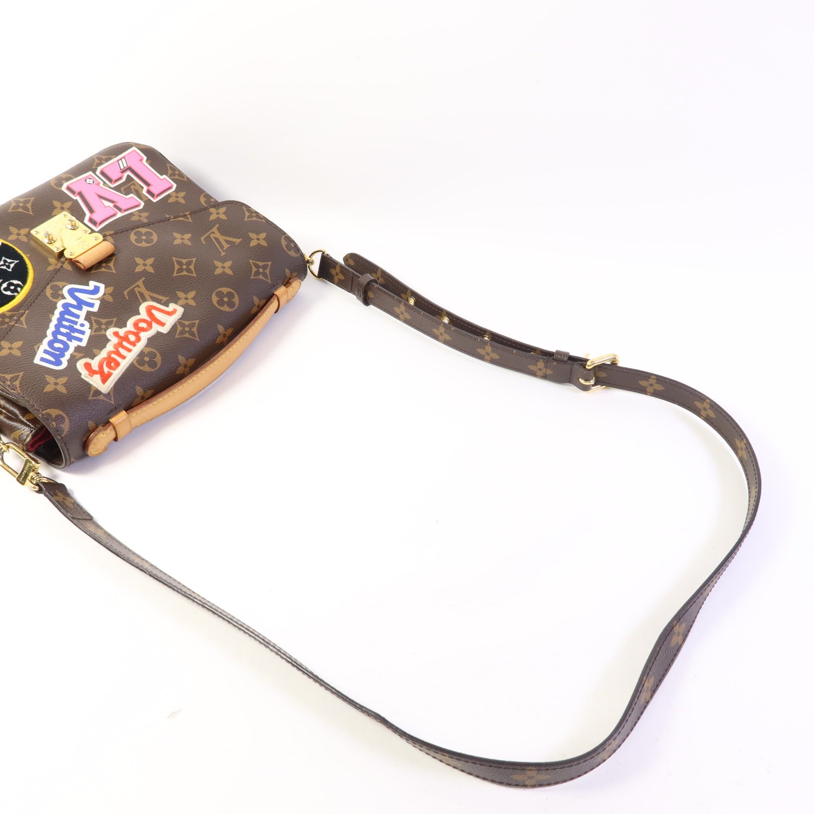 LOUIS VUITTON Monogram Patches Pochette Metis金扣手挽肩背兩用袋棕色