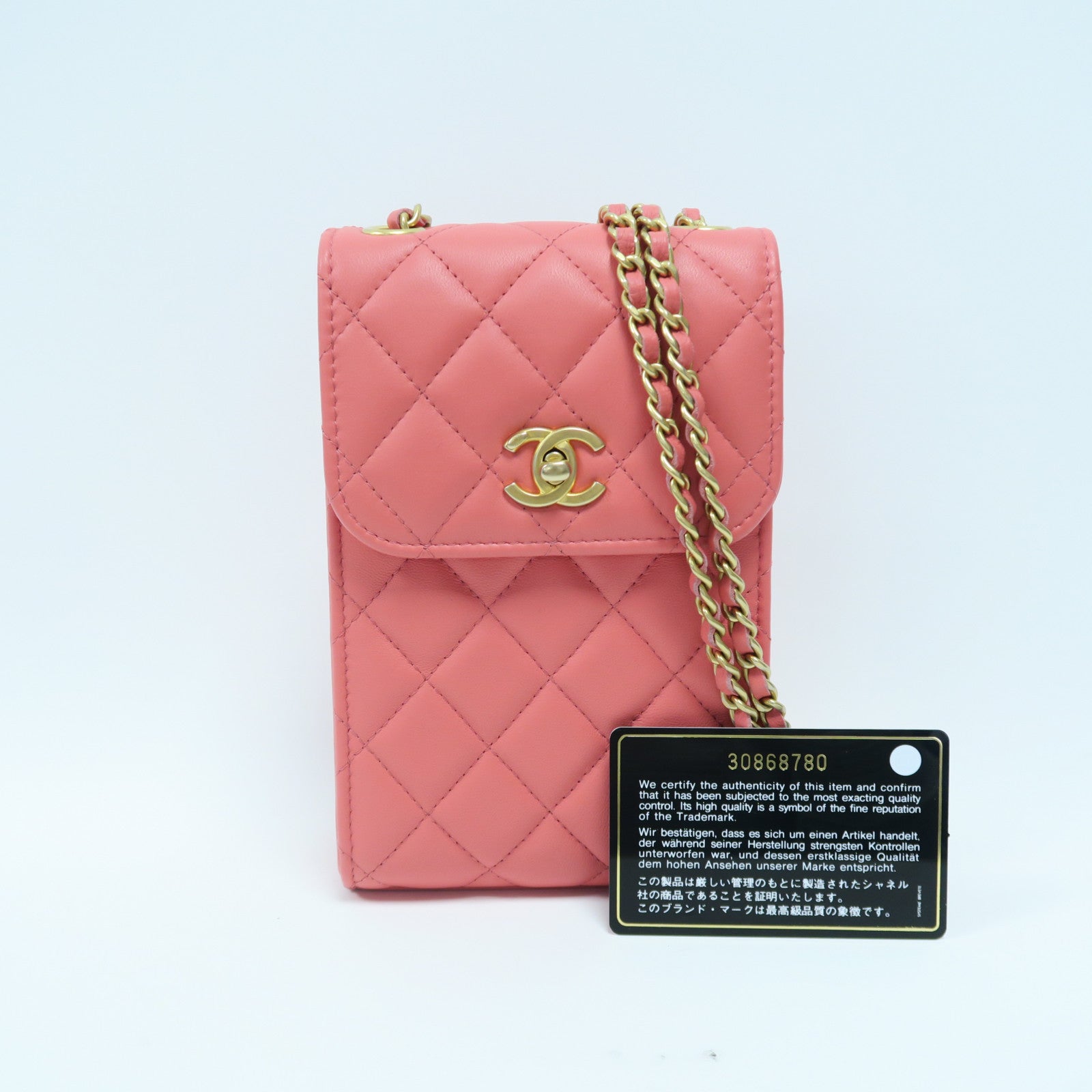 CHANEL **【激減優惠】菱格羊皮皮革Chain Shoulder Bag金扣鏈帶肩背袋粉紅色