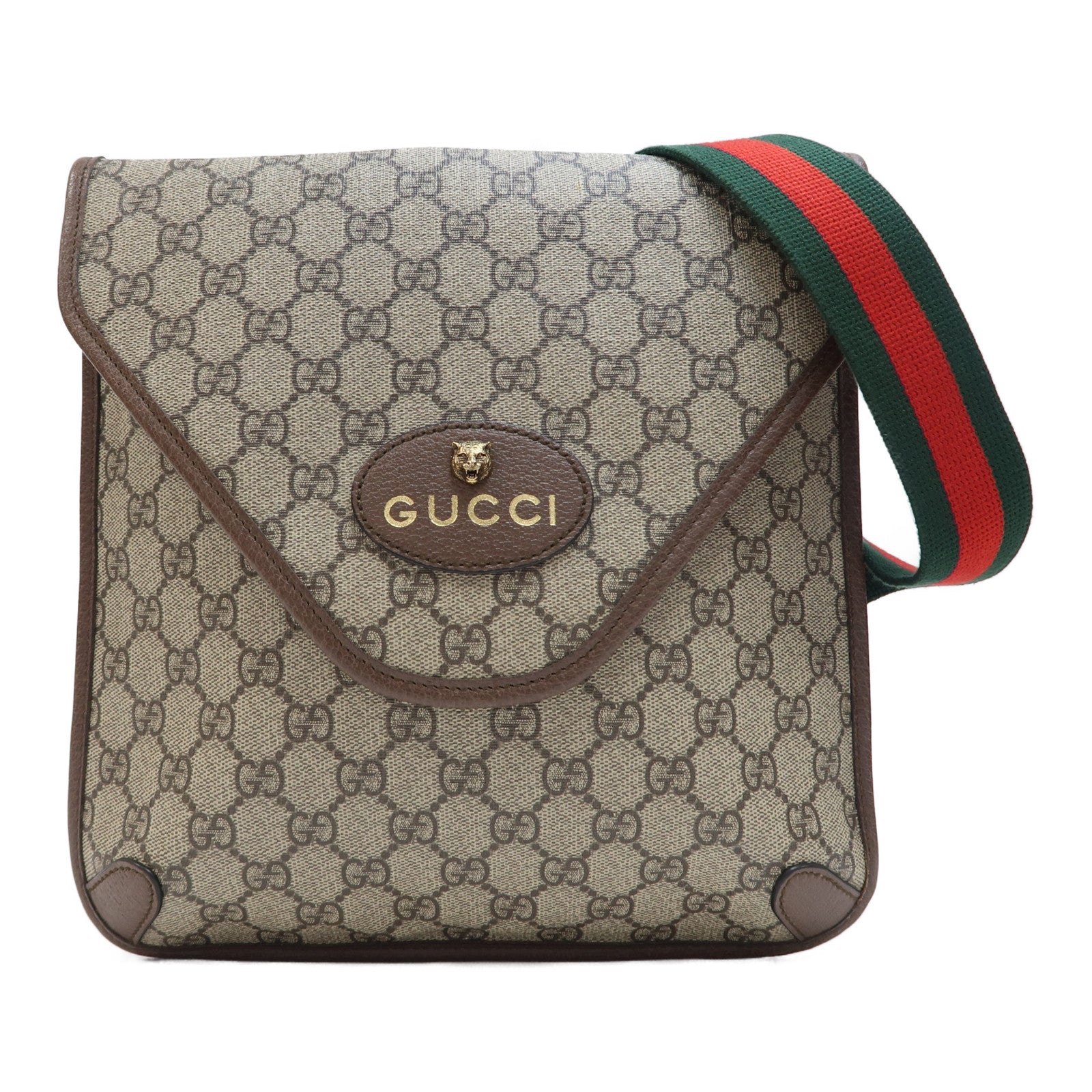 GUCCI 【激減優惠】塗層帆布Rajah金扣肩背袋啡色