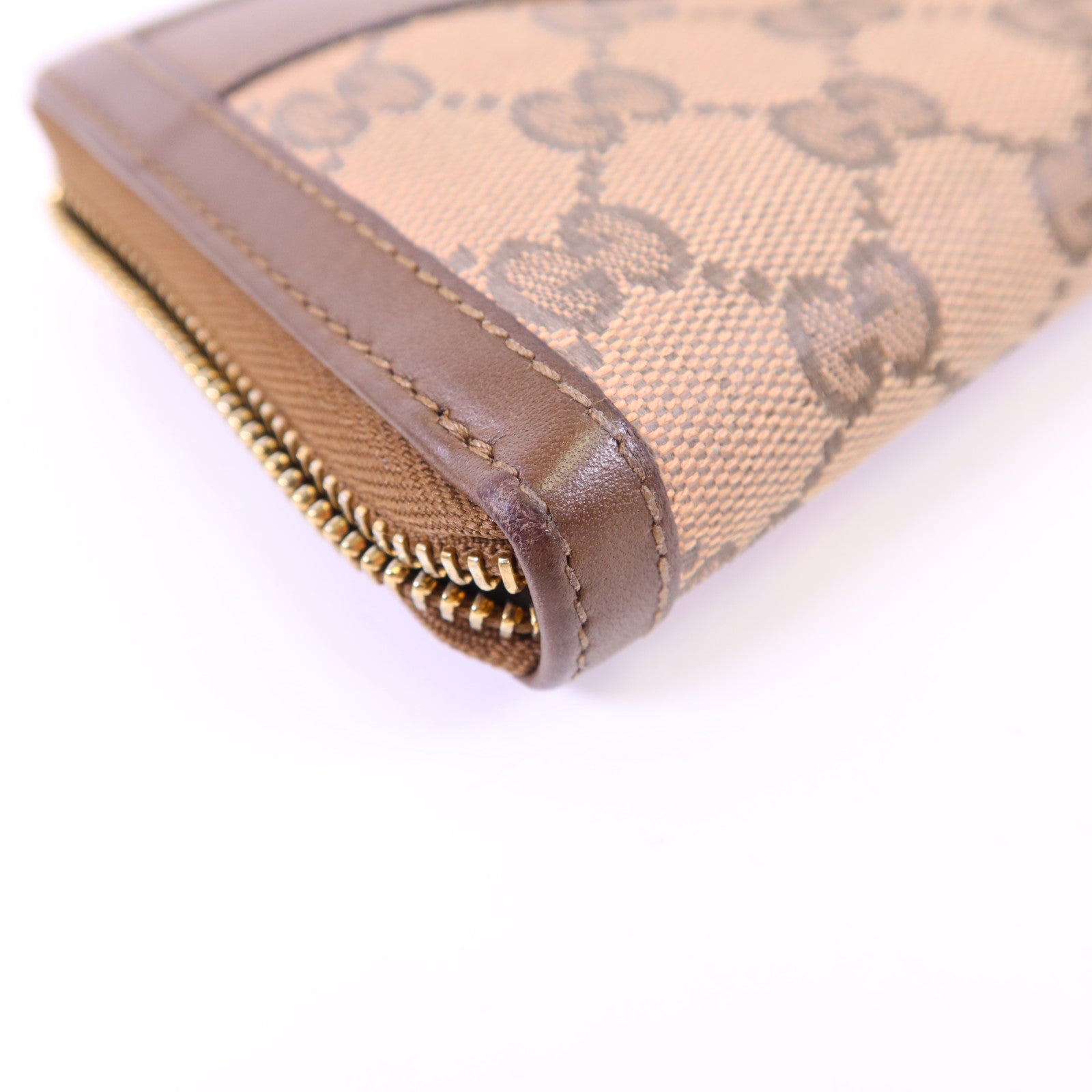 GUCCI 帆布GG Canvas Long Round Zipper Wallet金扣長錢包