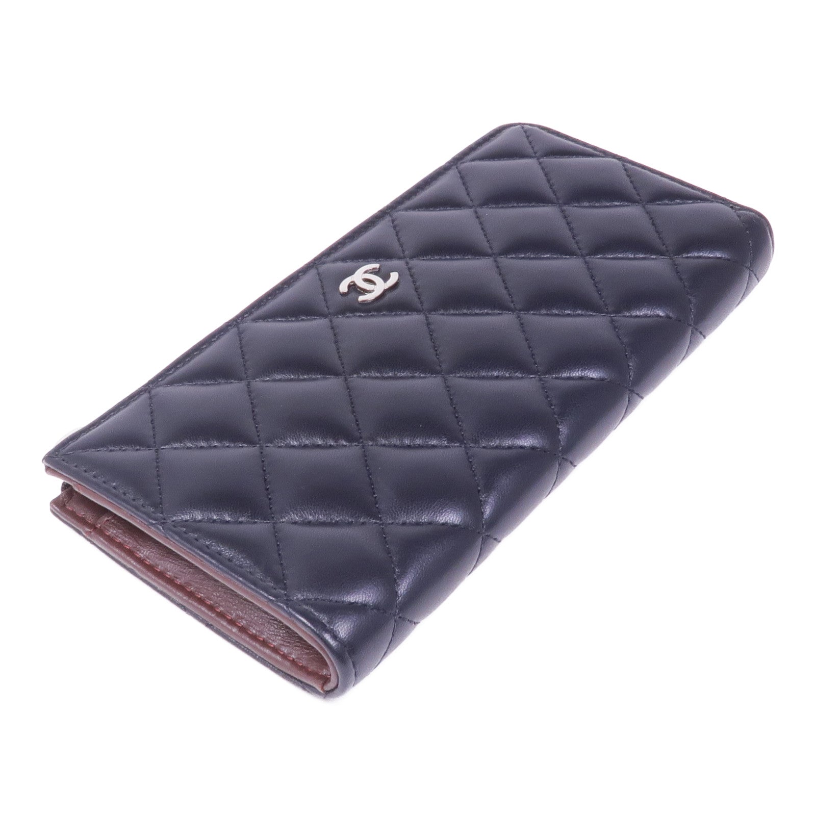 CHANEL 羊皮皮革Wallet銀扣長錢包