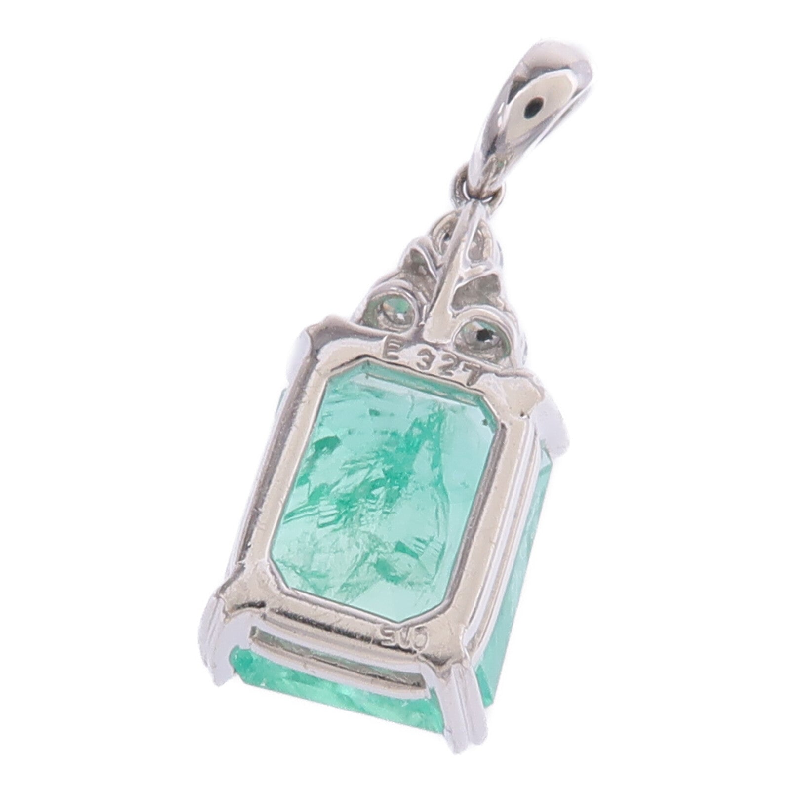 JEWELRY 18K白金Emerald Diamond Pendant Top綠寶石/鑽石吊墜