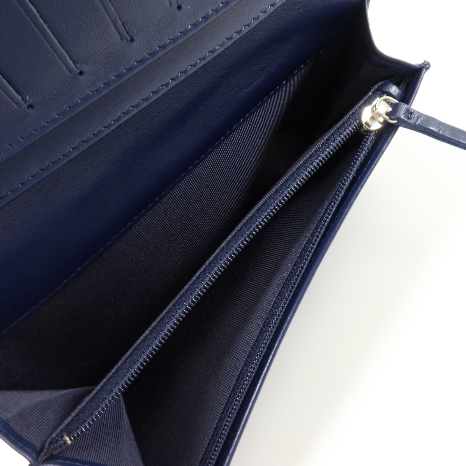 CHANEL 羊皮皮革Long Wallet銀扣長錢包