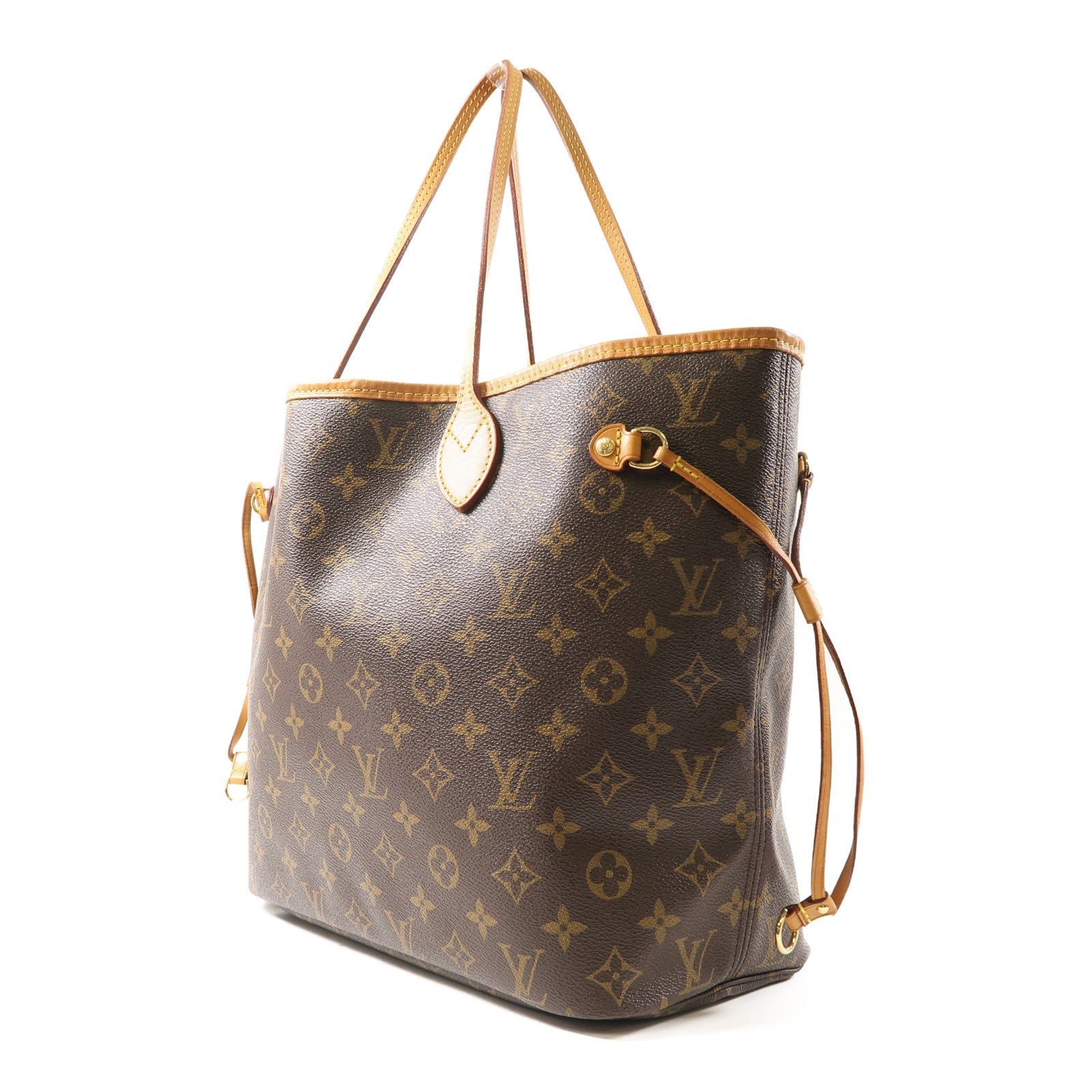 LOUIS VUITTON Monogram Neverfull MM金扣肩背袋啡色