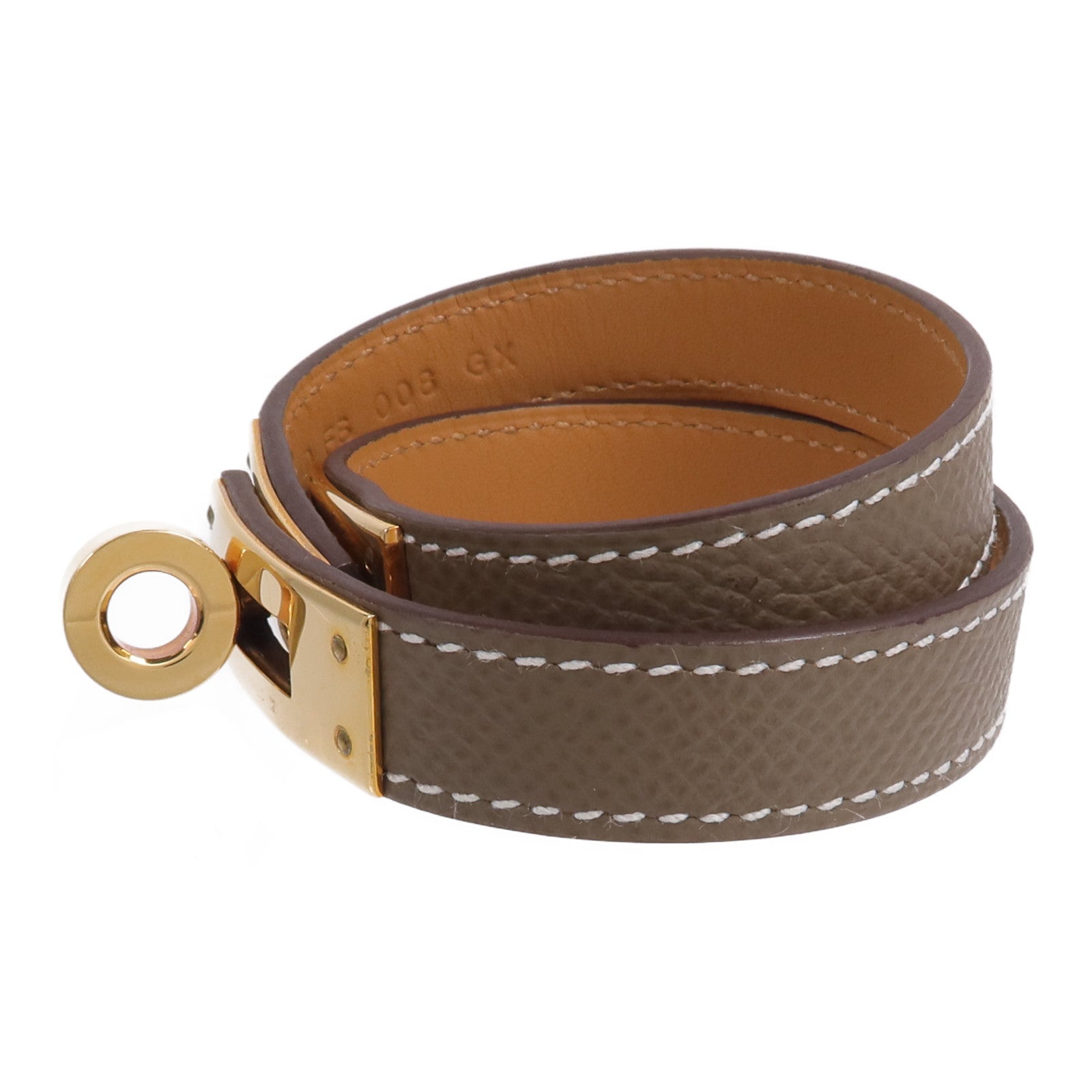HERMES 【激減優惠】Epsom皮革Kelly Double Tour Bracelet手帶Etoupe