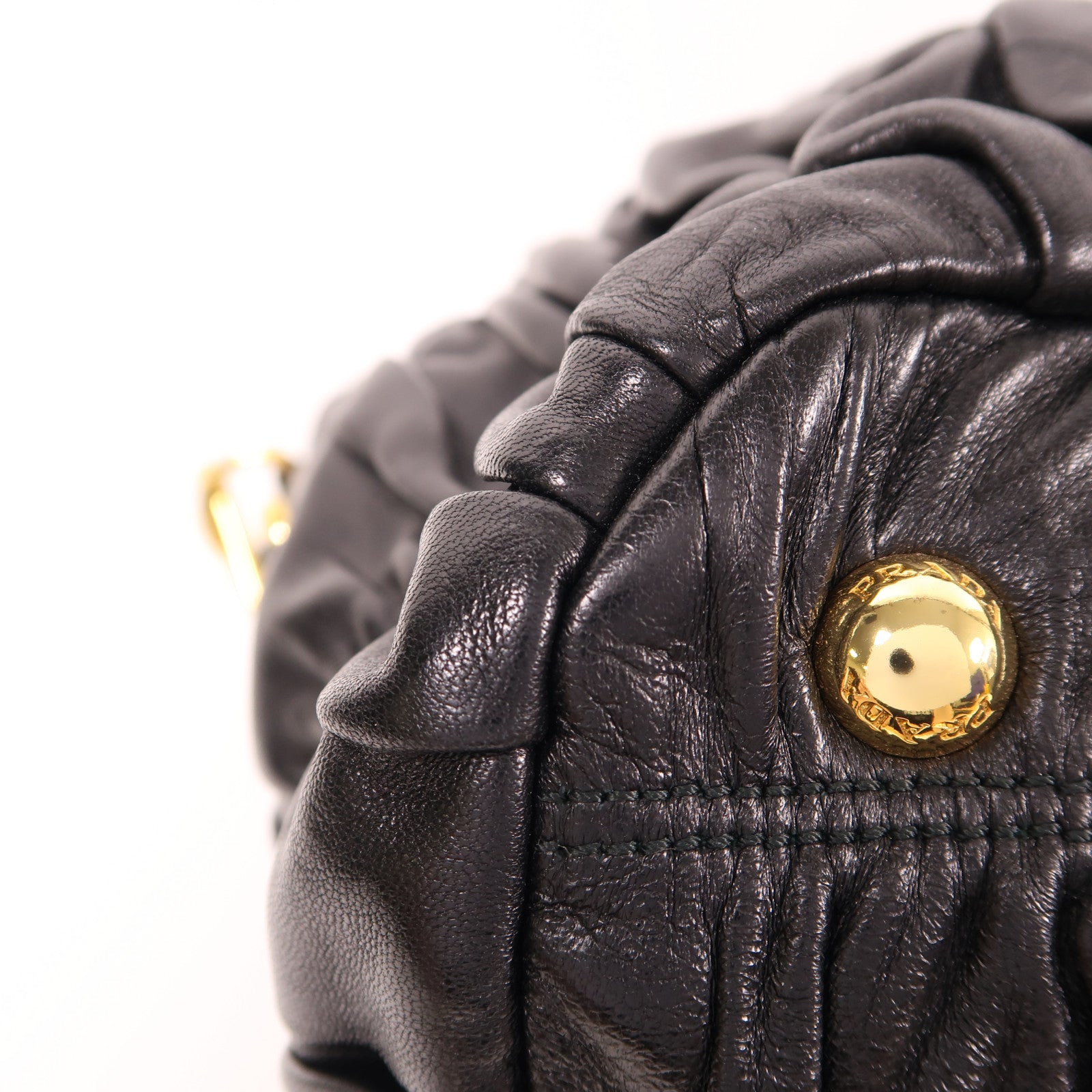 PRADA Nappa皮革Gaufre 2 Way Shoulder金扣手挽肩背兩用袋黑色