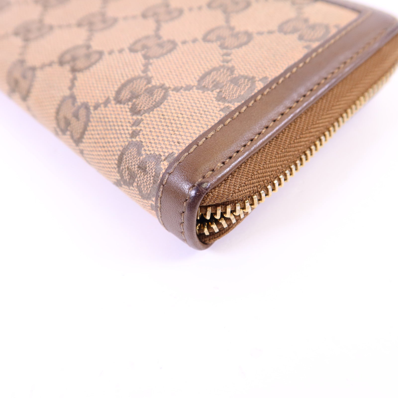 GUCCI 帆布GG Canvas Long Round Zipper Wallet金扣長錢包