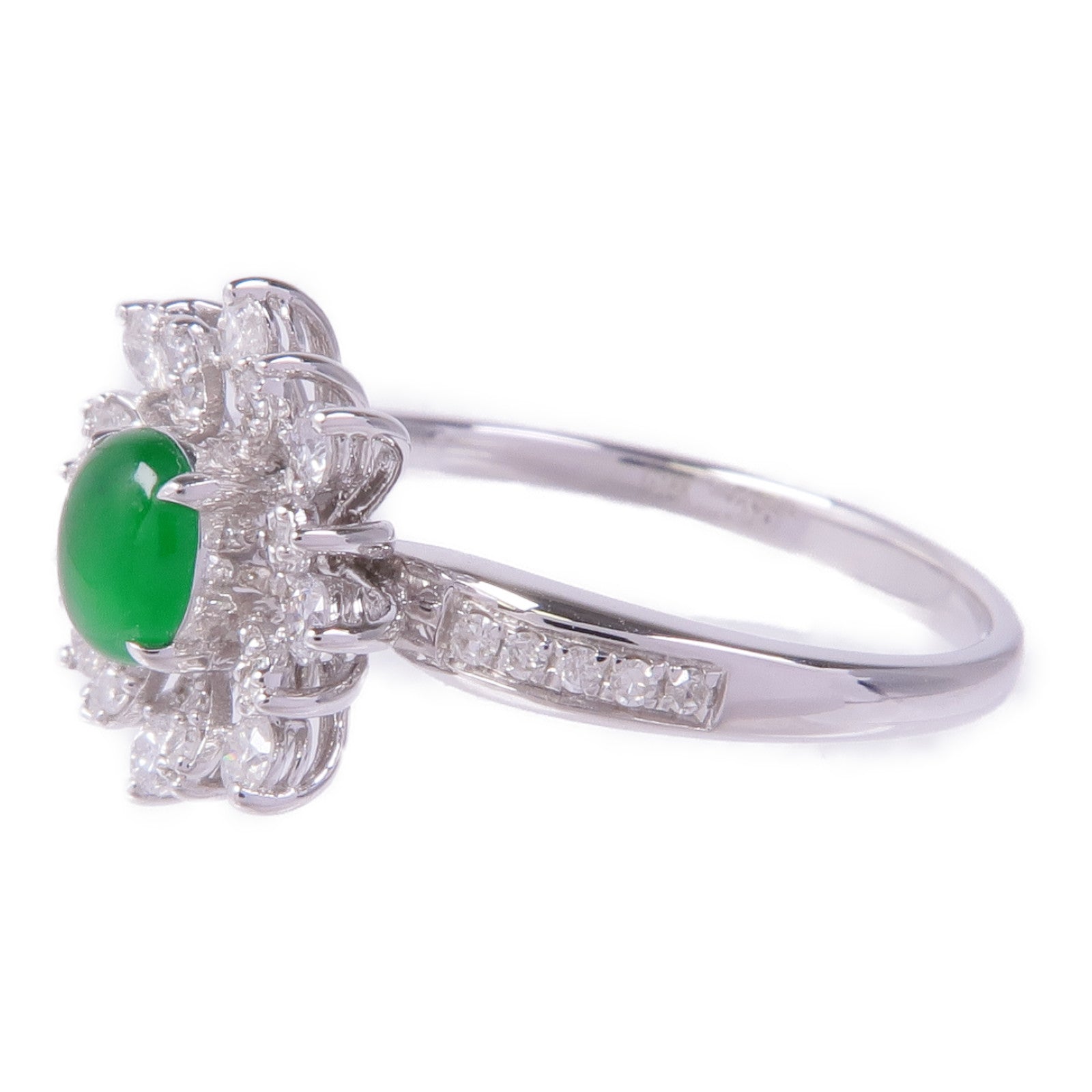 JEWELRY 18K白金Jade Diamond Ring翡翠Diamond Ring鑽石戒指US#6