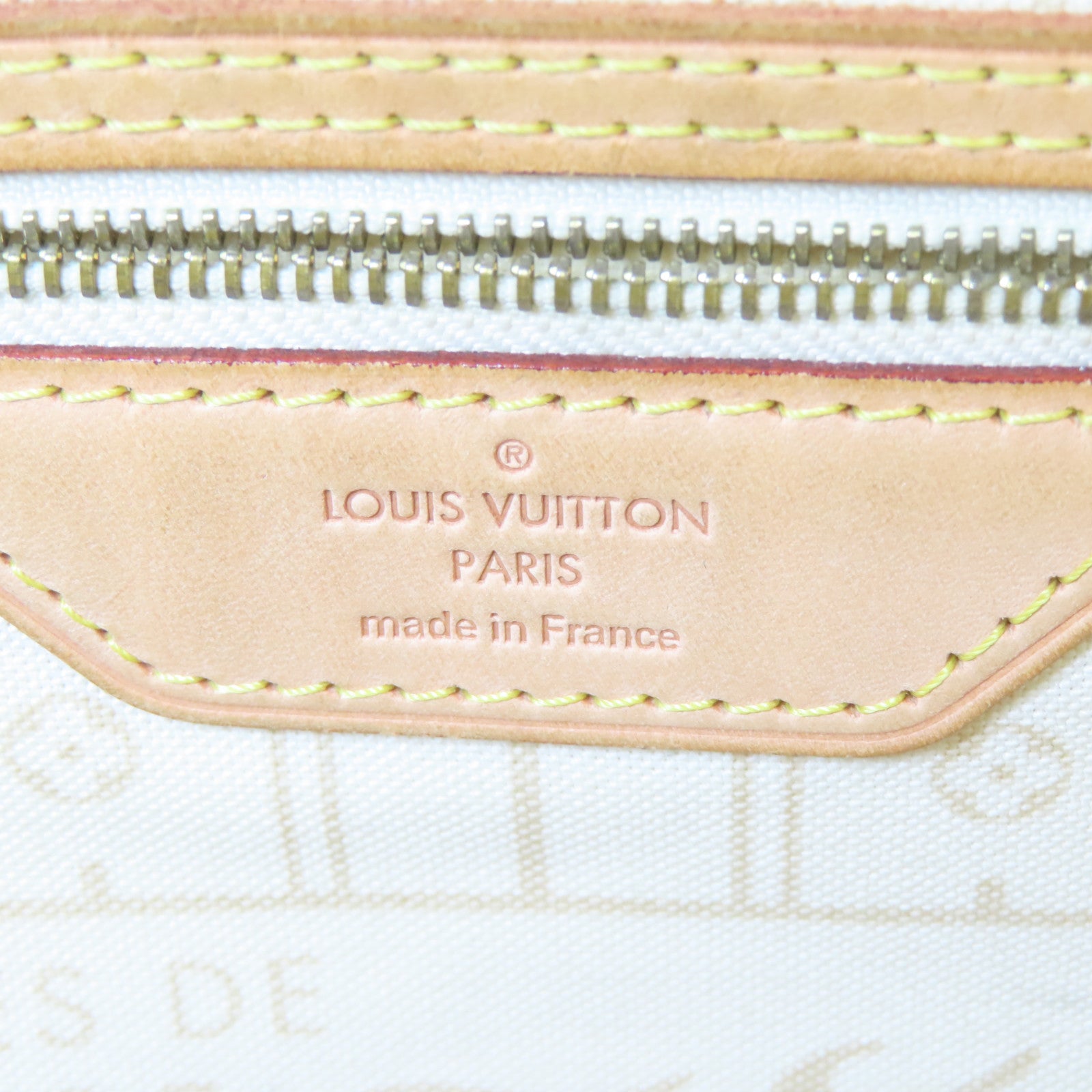 LOUIS VUITTON Damier Azur Neverfull MM金扣手挽袋米色