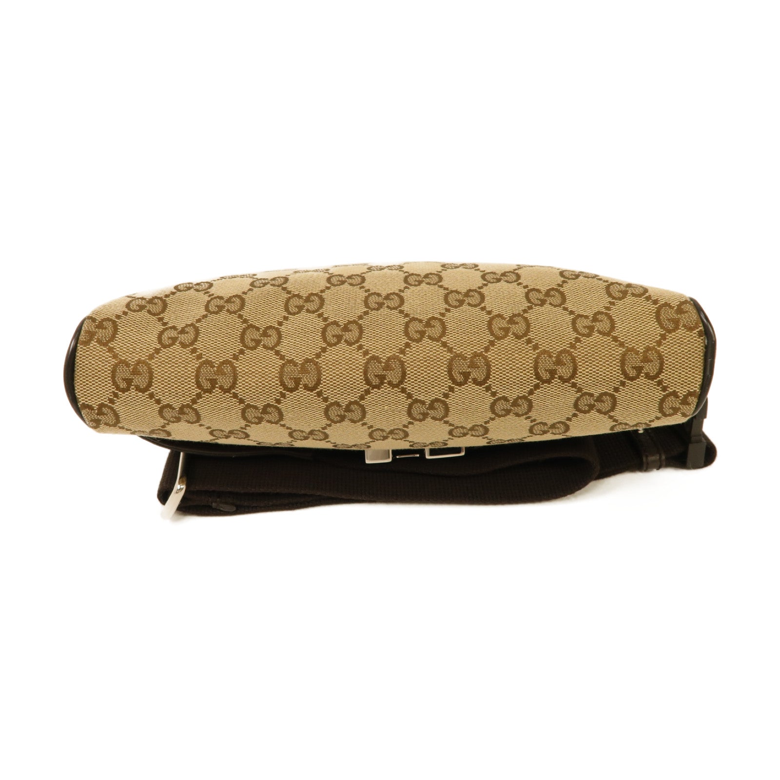 GUCCI 帆布Waist Bag銀扣腰包棕色