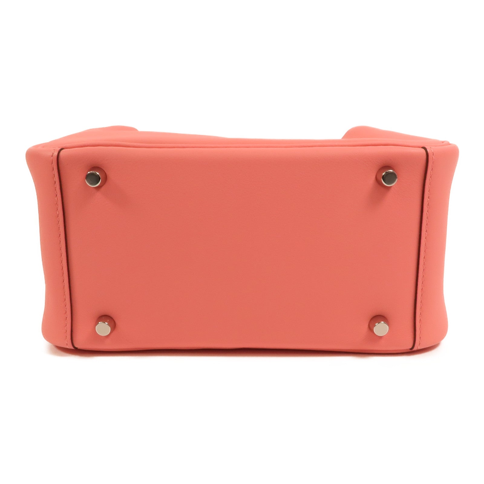 HERMES Swift皮革Mini Lindy銀扣手挽肩背兩用袋Rose Azalee
