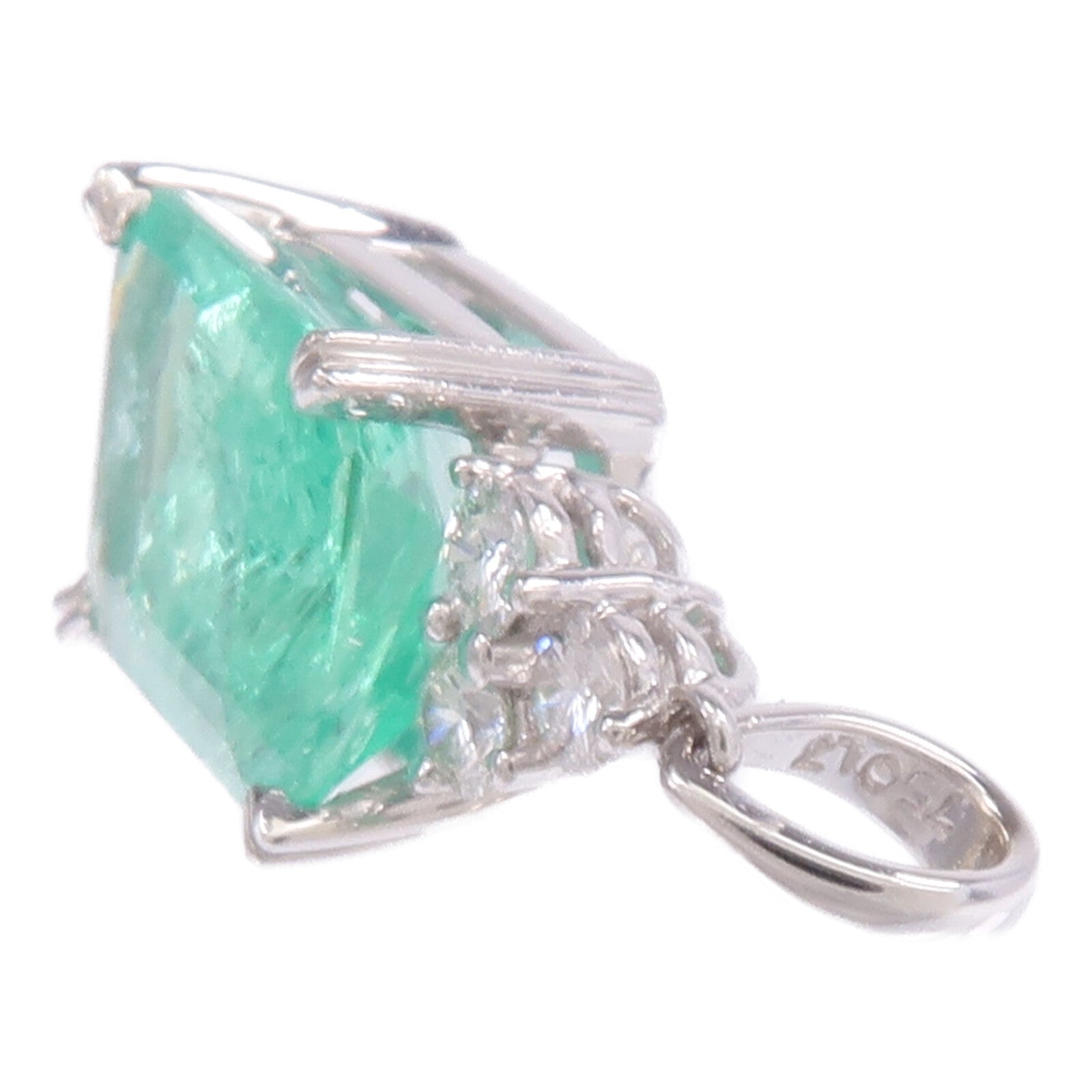 JEWELRY 18K白金Emerald Diamond Pendant Top綠寶石/鑽石吊墜