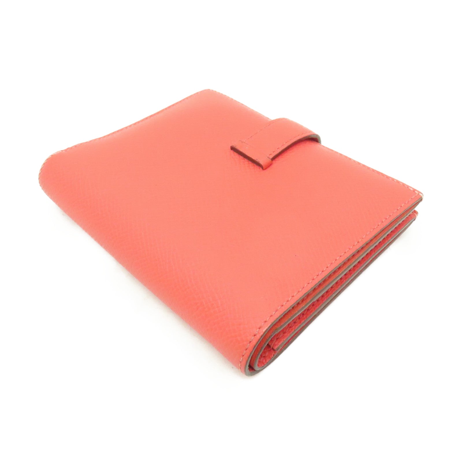 HERMES 【激減優惠】Epsom皮革Bearn Compact wallet銀扣錢包粉紅色