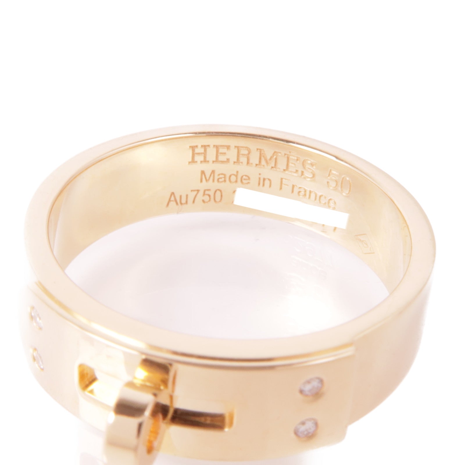 HERMES 【激減優惠】18K玫瑰金Kelly Ring鑽石戒指Hermes#50/US#5.25