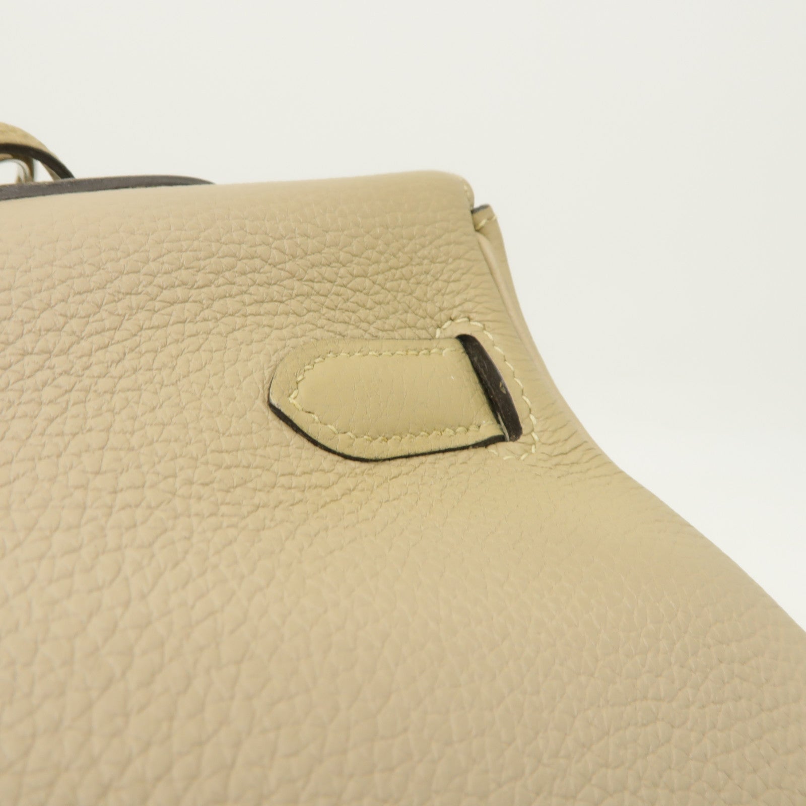 HERMES Togo皮革Kelly 35銀扣手挽肩背兩用袋Gris Tourterelle米色