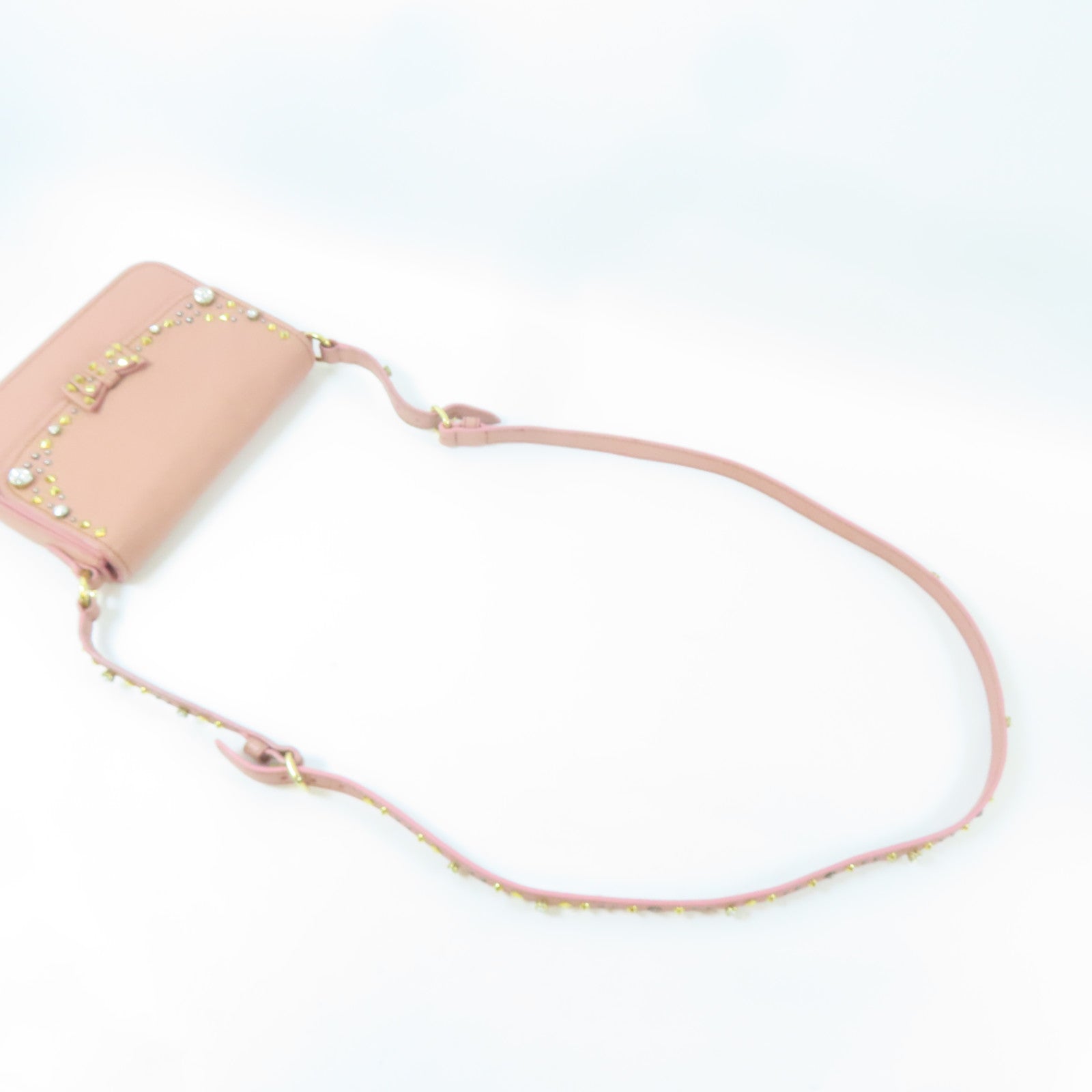 Miu Miu 牛皮皮革2 Way Shoulder Bag金扣手挽肩背兩用袋粉紅色