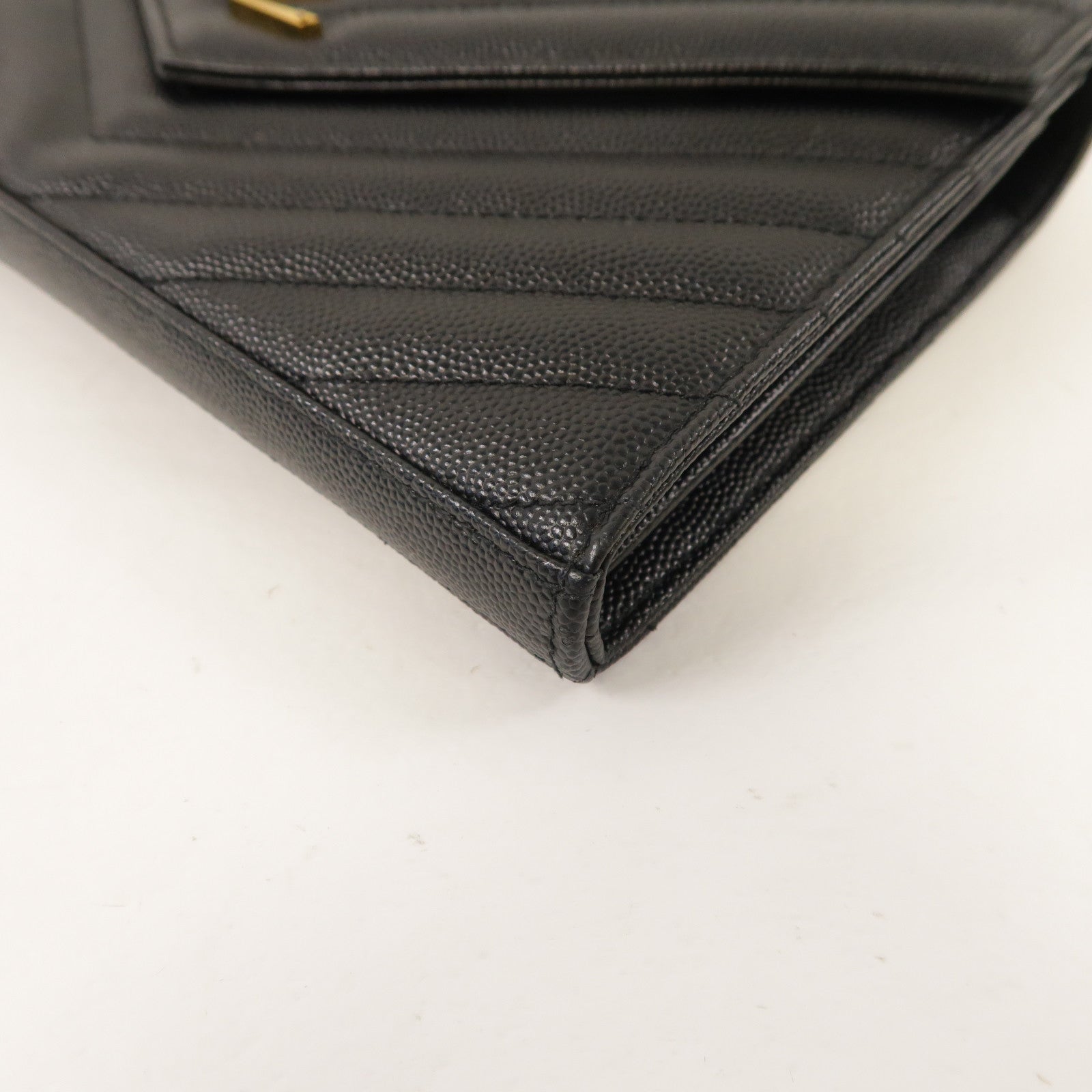 SAINT LAURENT 斜紋牛皮皮革Cassandre金扣鏈帶肩背袋黑色