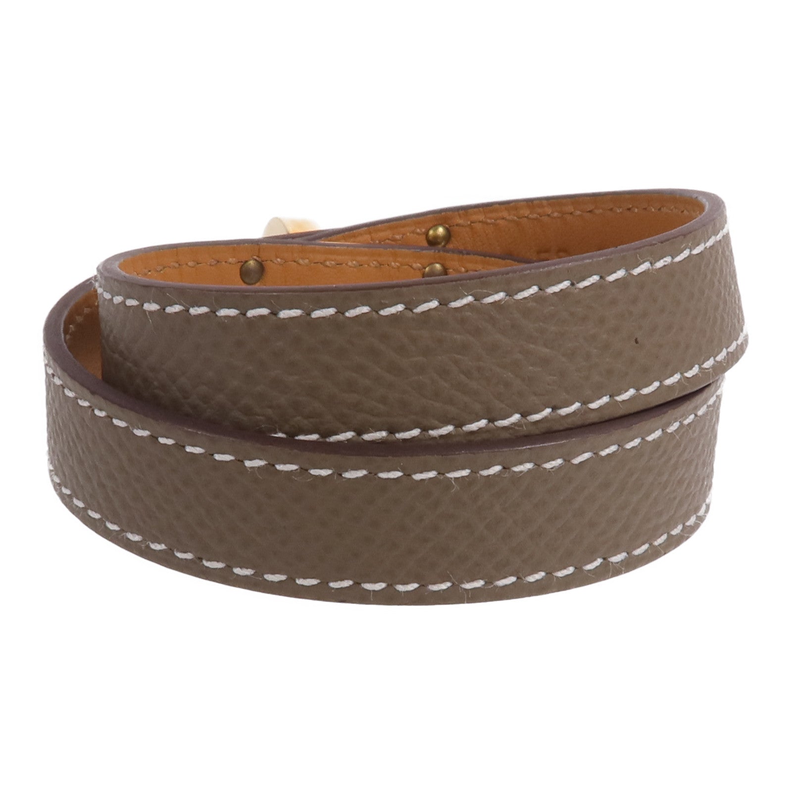 HERMES 【激減優惠】Epsom皮革Kelly Double Tour Bracelet手帶Etoupe