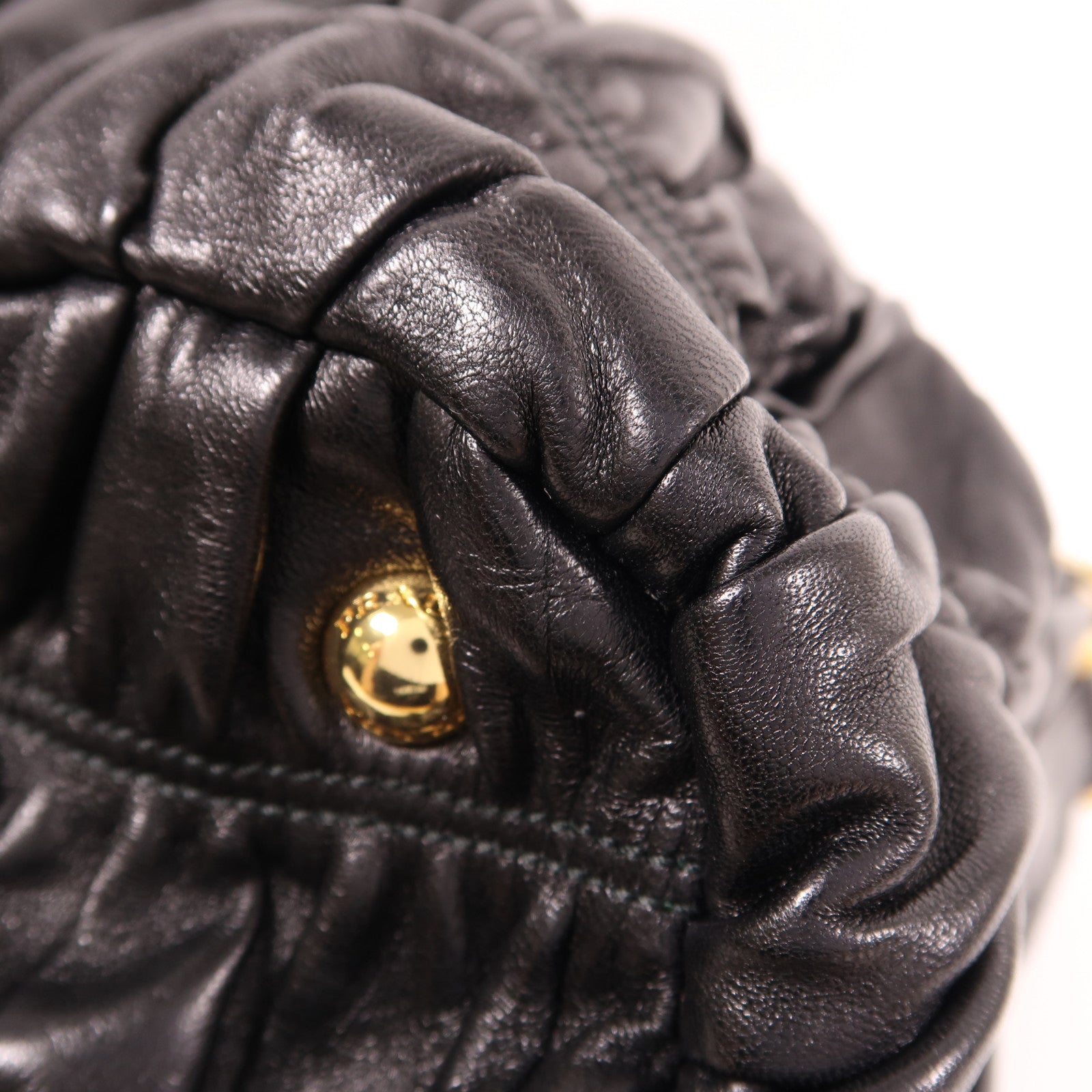 PRADA Nappa皮革Gaufre 2 Way Shoulder金扣手挽肩背兩用袋黑色