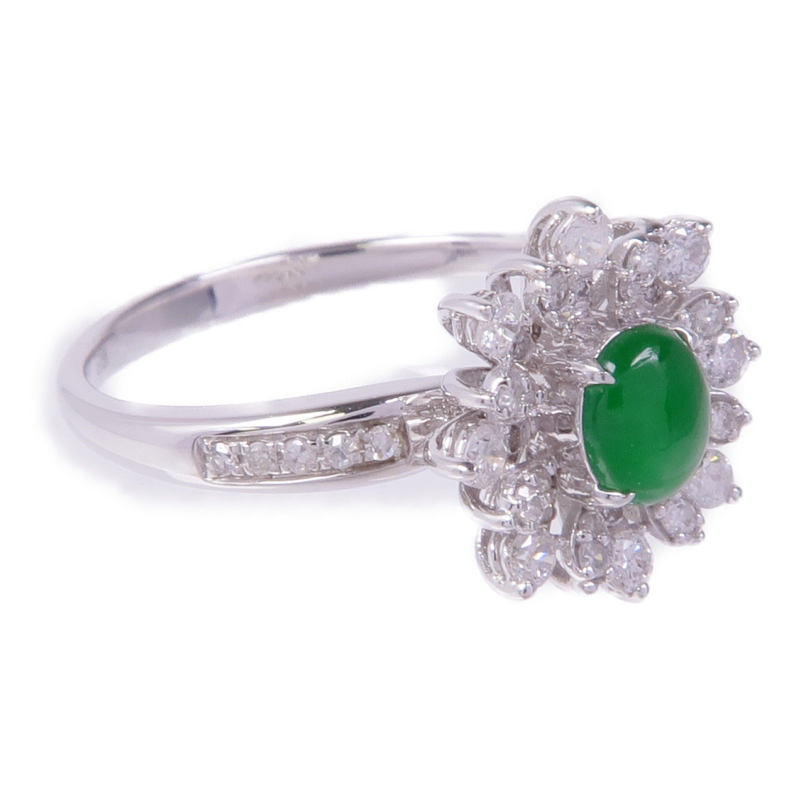 JEWELRY 18K白金Jade Diamond Ring翡翠Diamond Ring鑽石戒指US#6