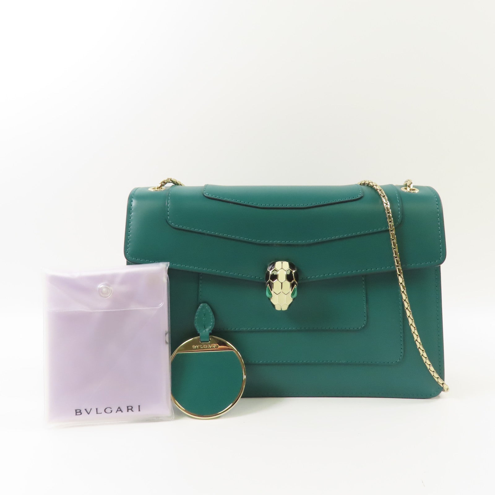 BVLGARI 牛皮皮革Chain Shoulder金扣鏈帶肩背袋