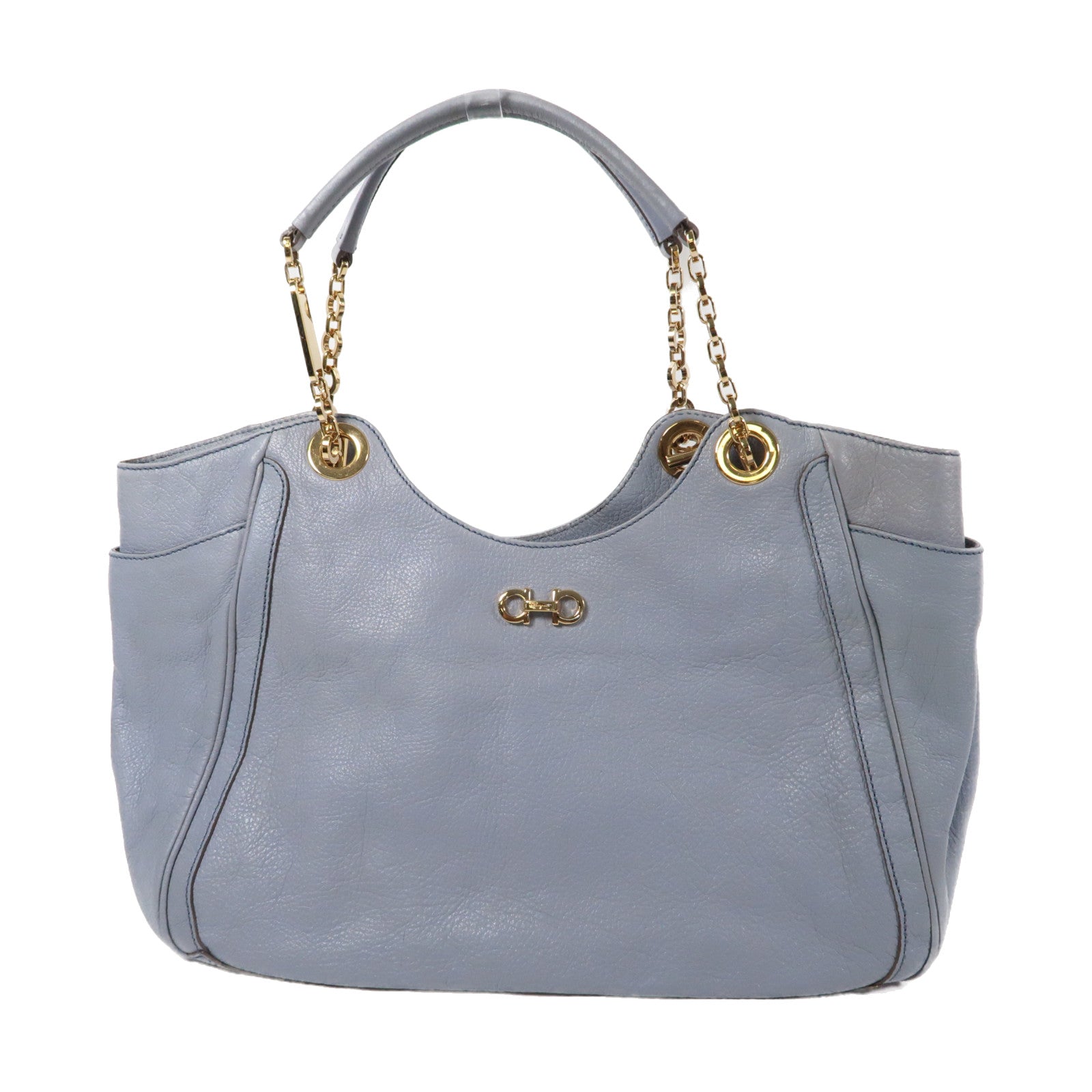 Salvatore Ferragamo 牛皮皮革Chain Shoulder Bag金扣肩背袋藍色