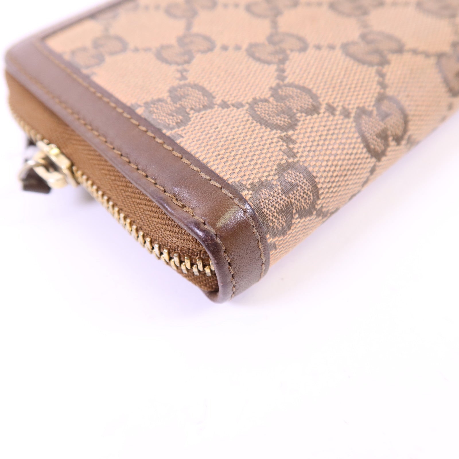 GUCCI 帆布GG Canvas Long Round Zipper Wallet金扣長錢包