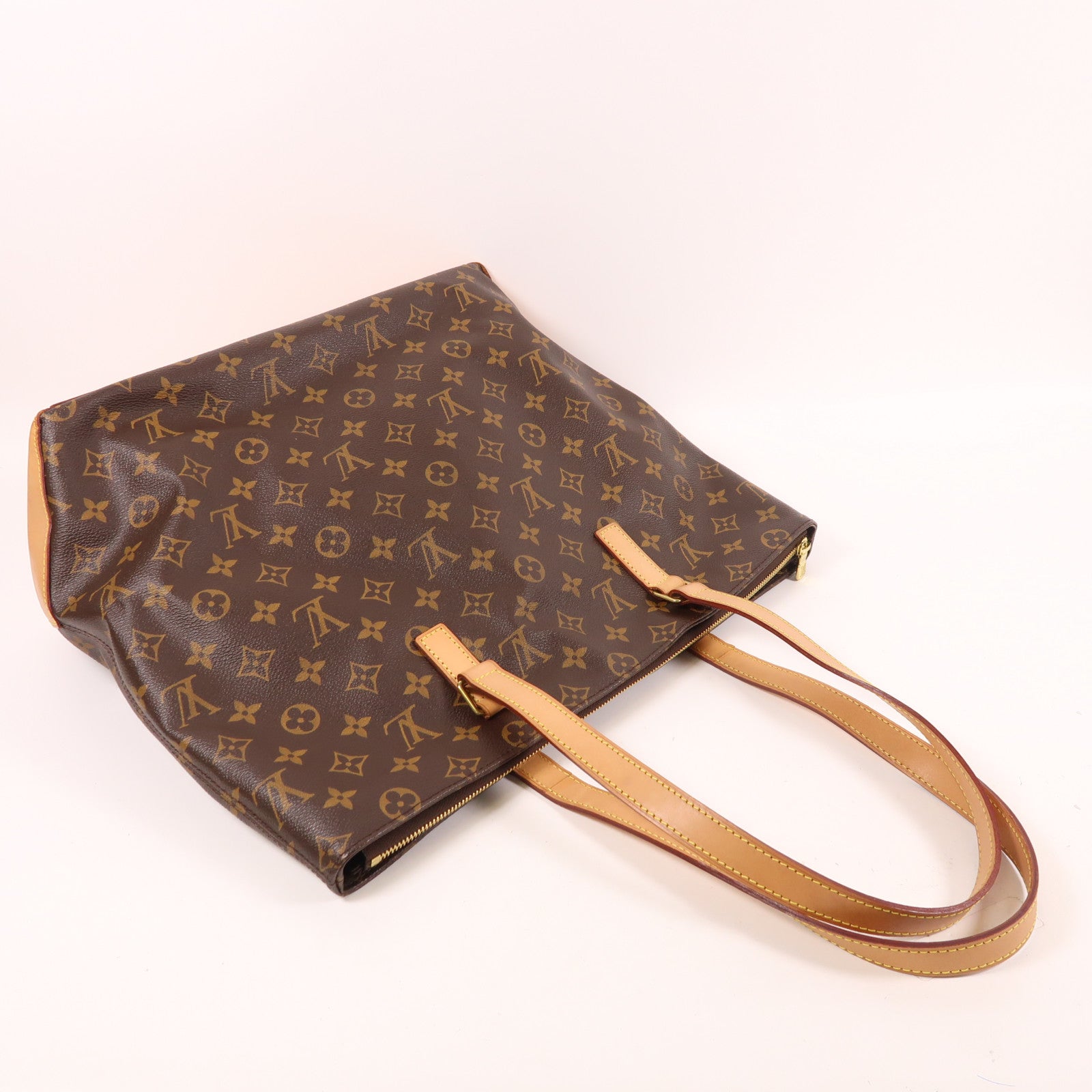 LOUIS VUITTON Monogram Cabas Mezzo金扣肩背袋棕色