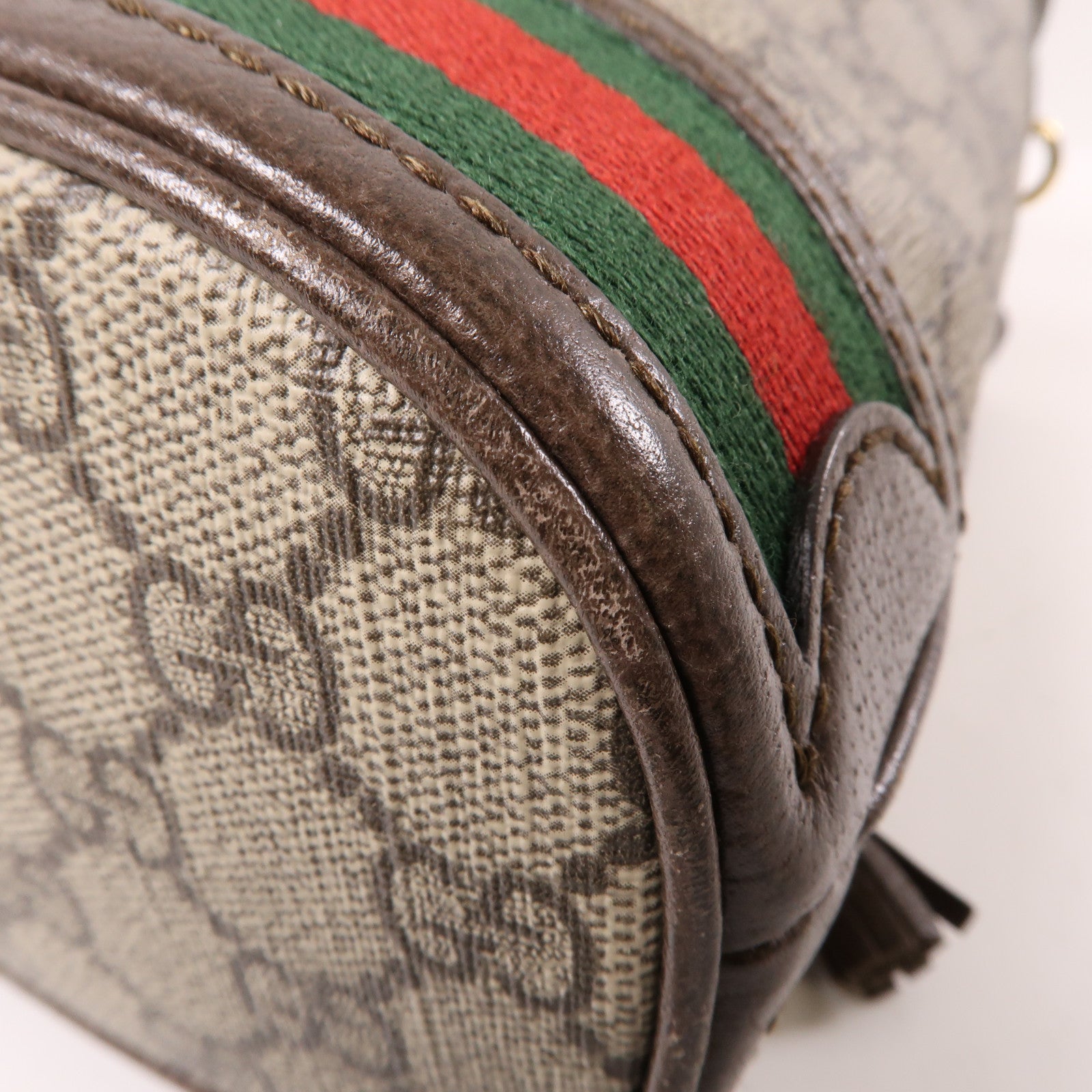 GUCCI 塗層帆布Ophidia Small Bucket Bag金扣手挽肩背兩用袋棕色